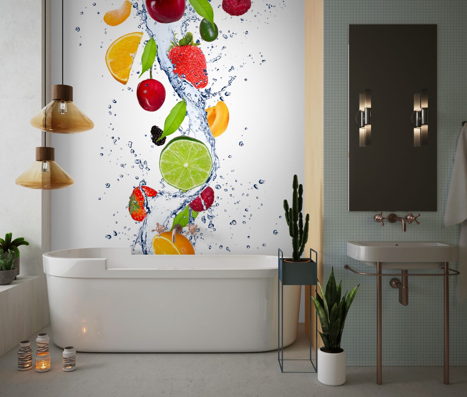 Papier peint eau et boisson aux fruits