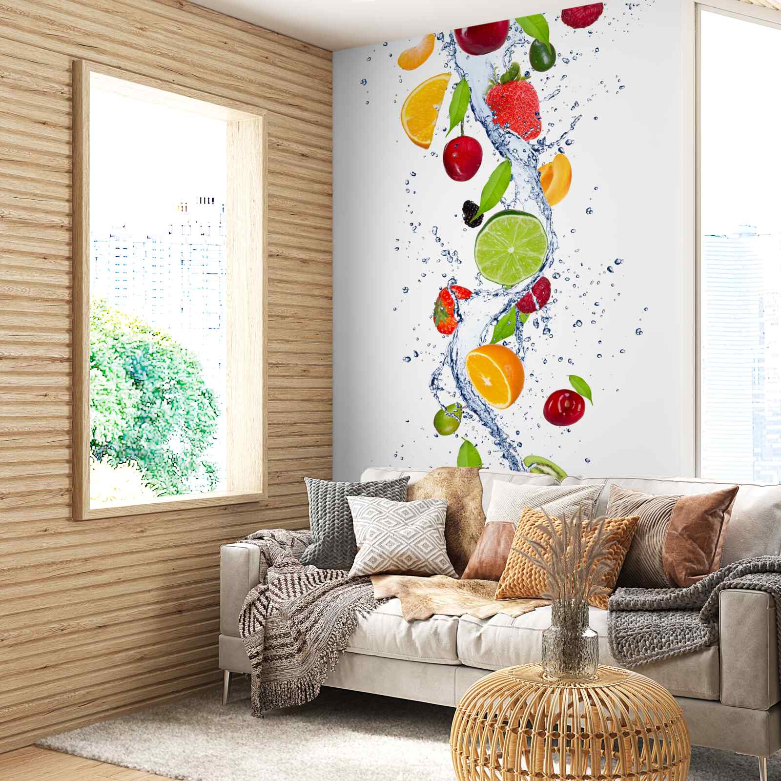 Papier peint eau et boisson aux fruits