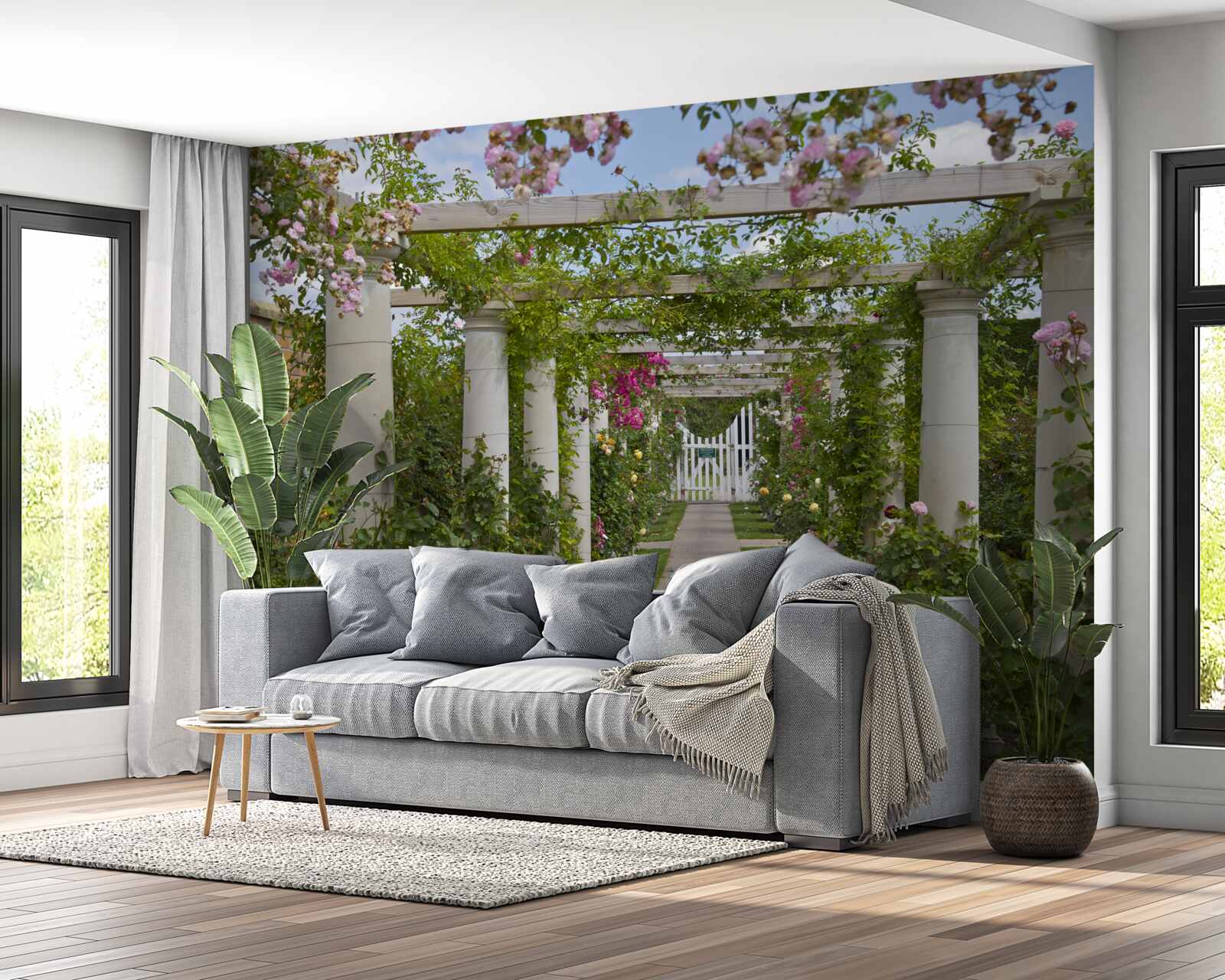 Papier peint végétation dans les arcs en pierre