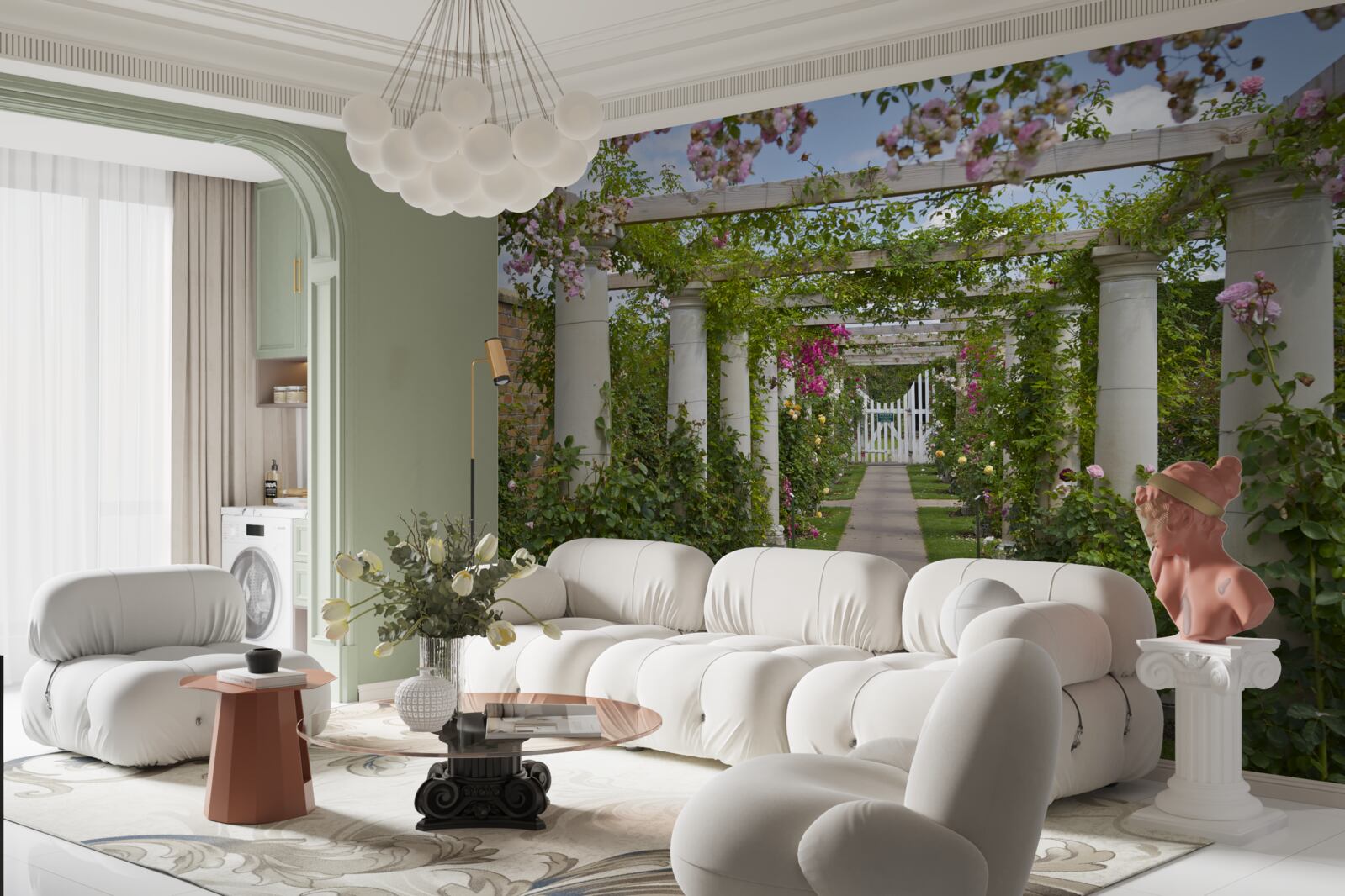 Papier peint végétation dans les arcs en pierre