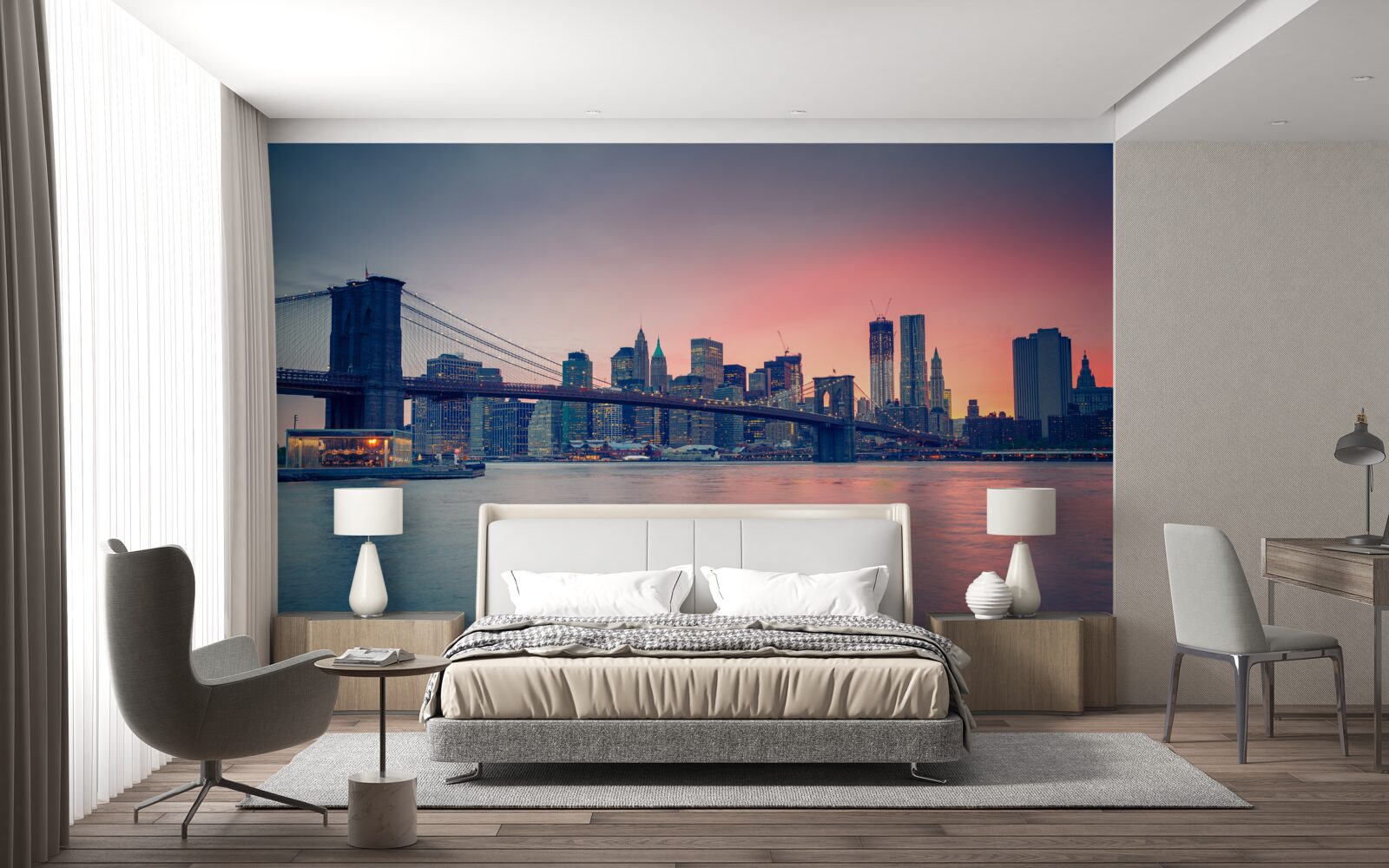 Papier peint vue de la ville sur la côte