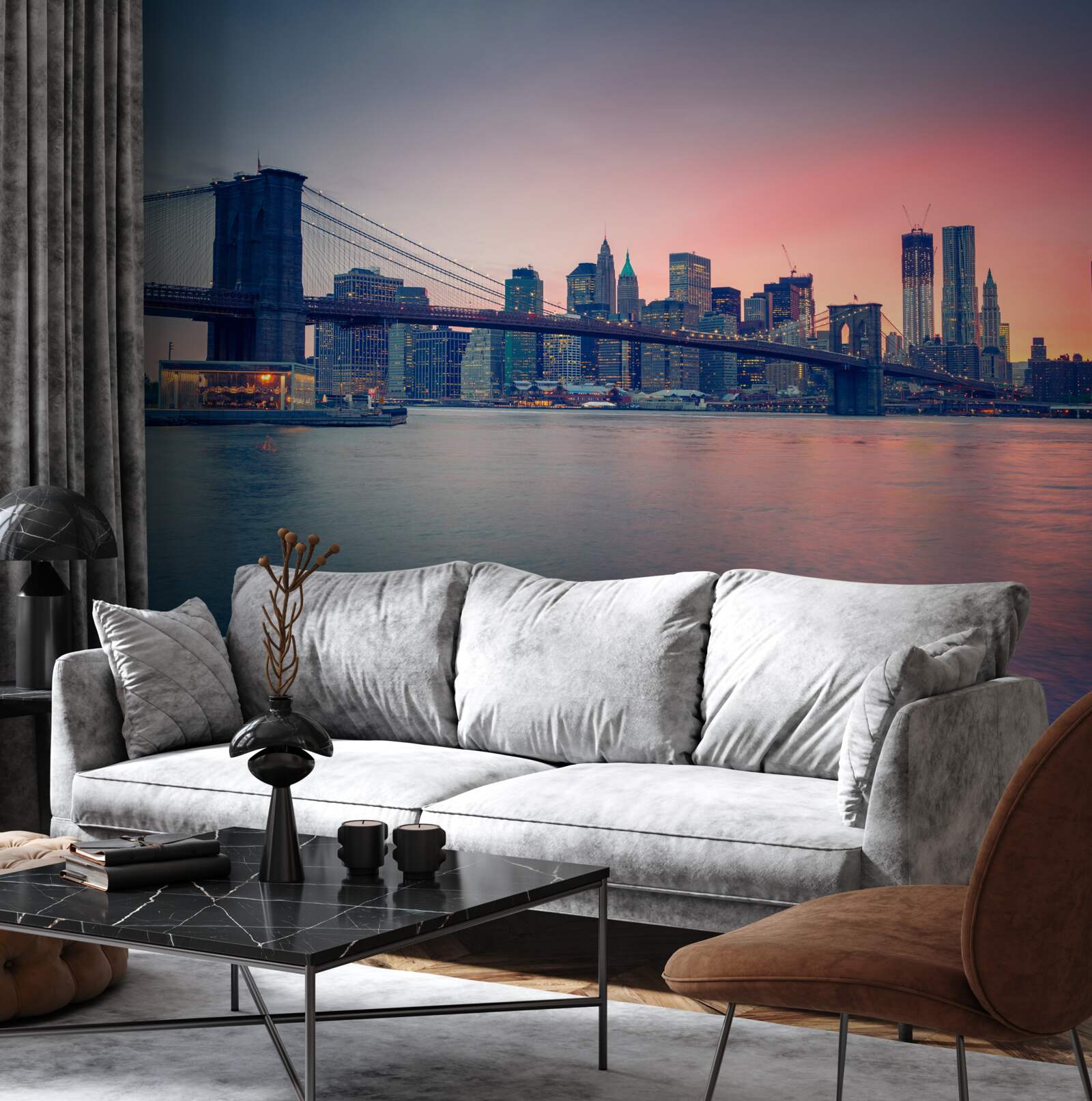 Papier peint vue de la ville sur la côte