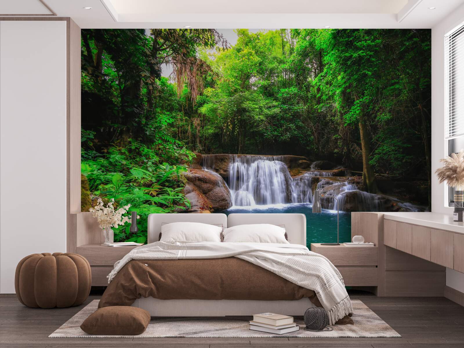 Papier peint une cascade cachée dans les profondeurs d'une forêt verdoyante