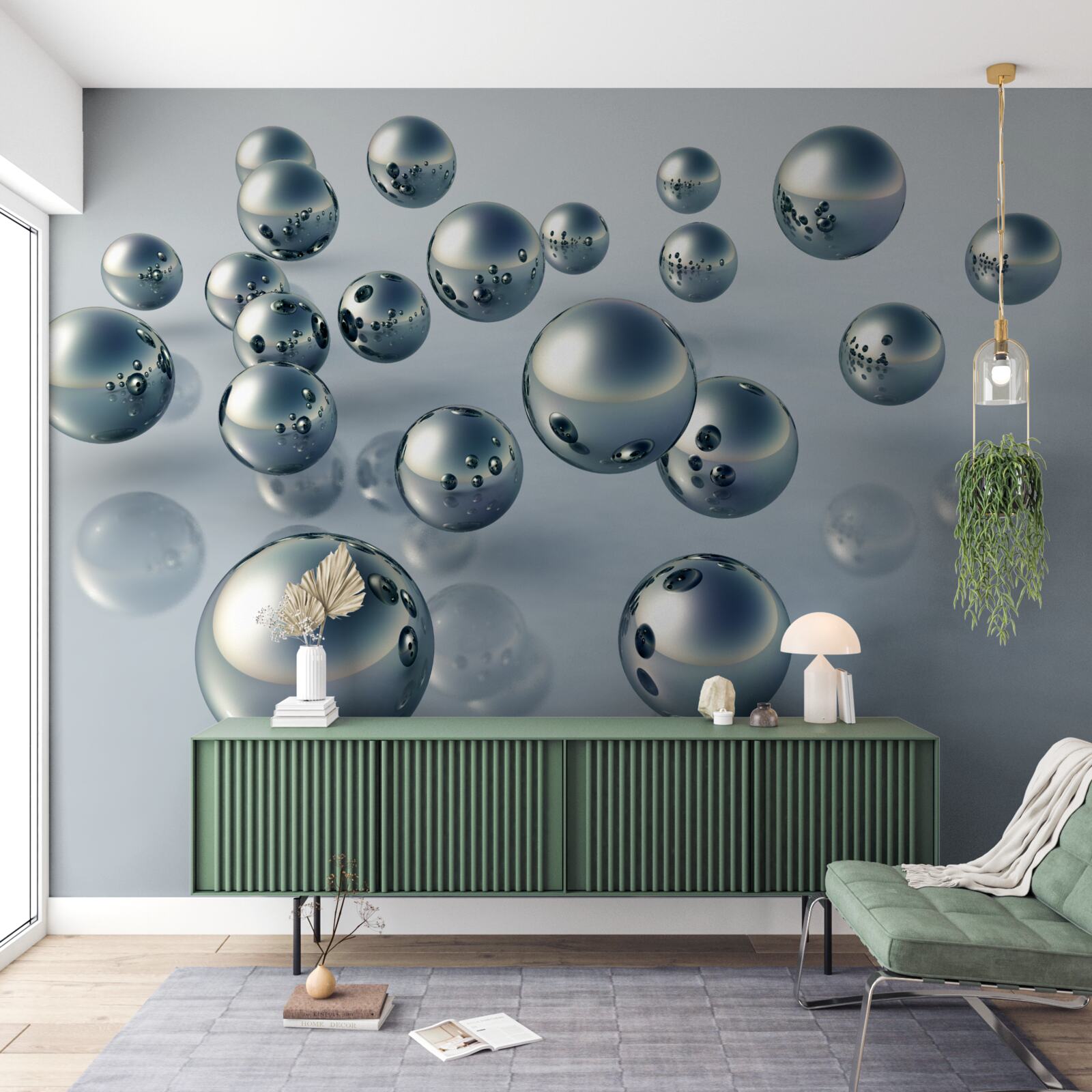 Papier peint les balles volantes sont visibles dans le reflet