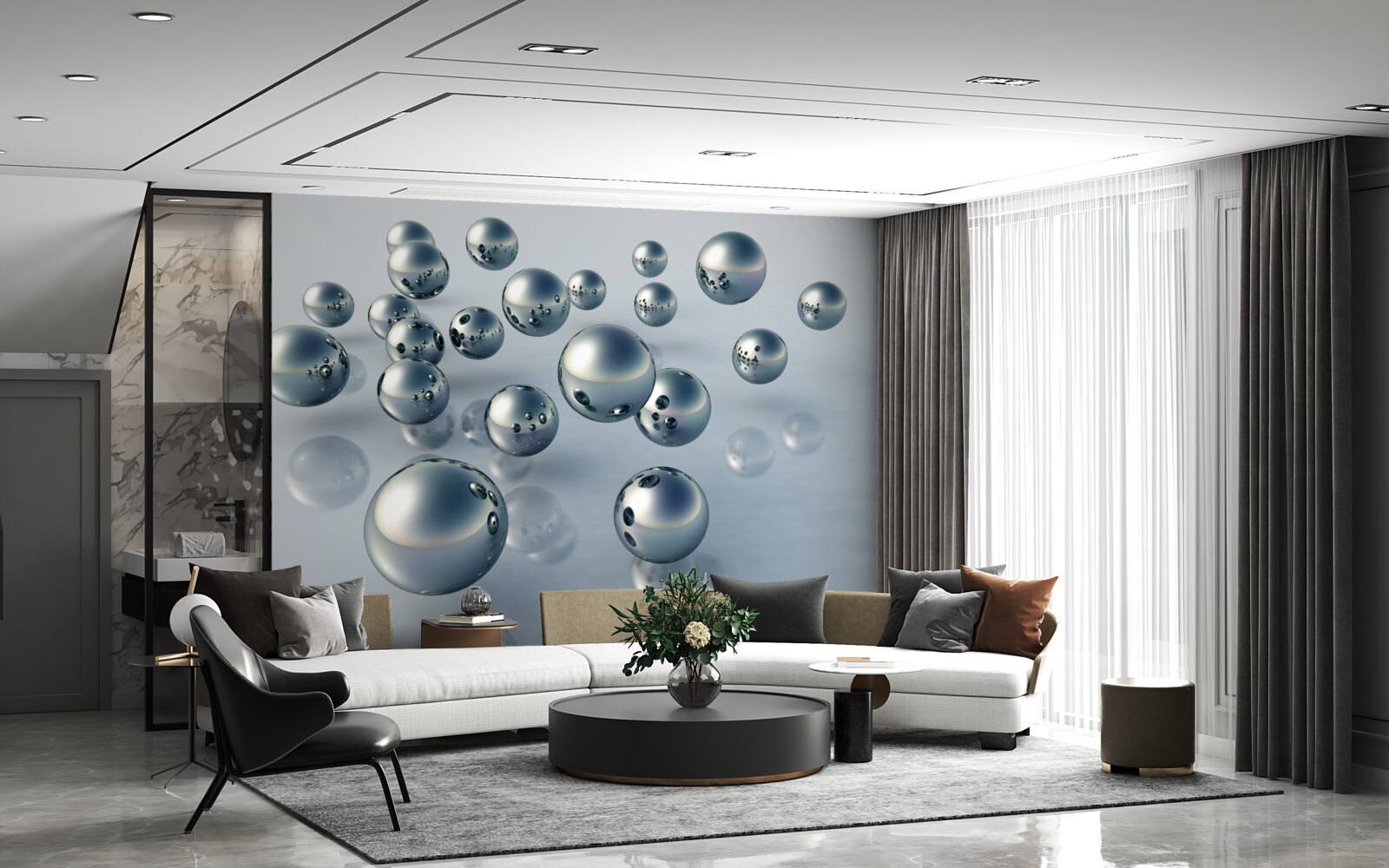 Papier peint les balles volantes sont visibles dans le reflet