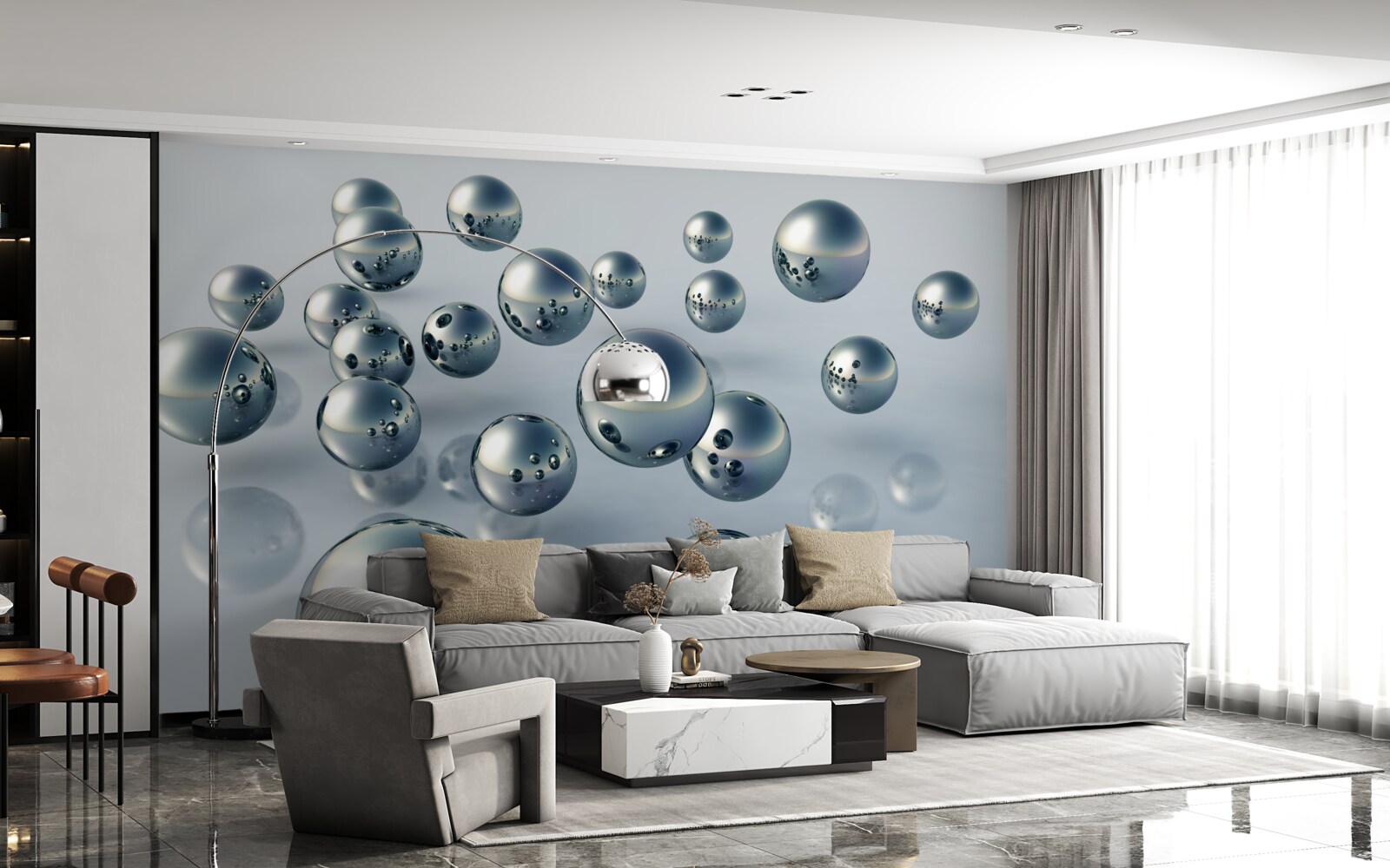 Papier peint les balles volantes sont visibles dans le reflet