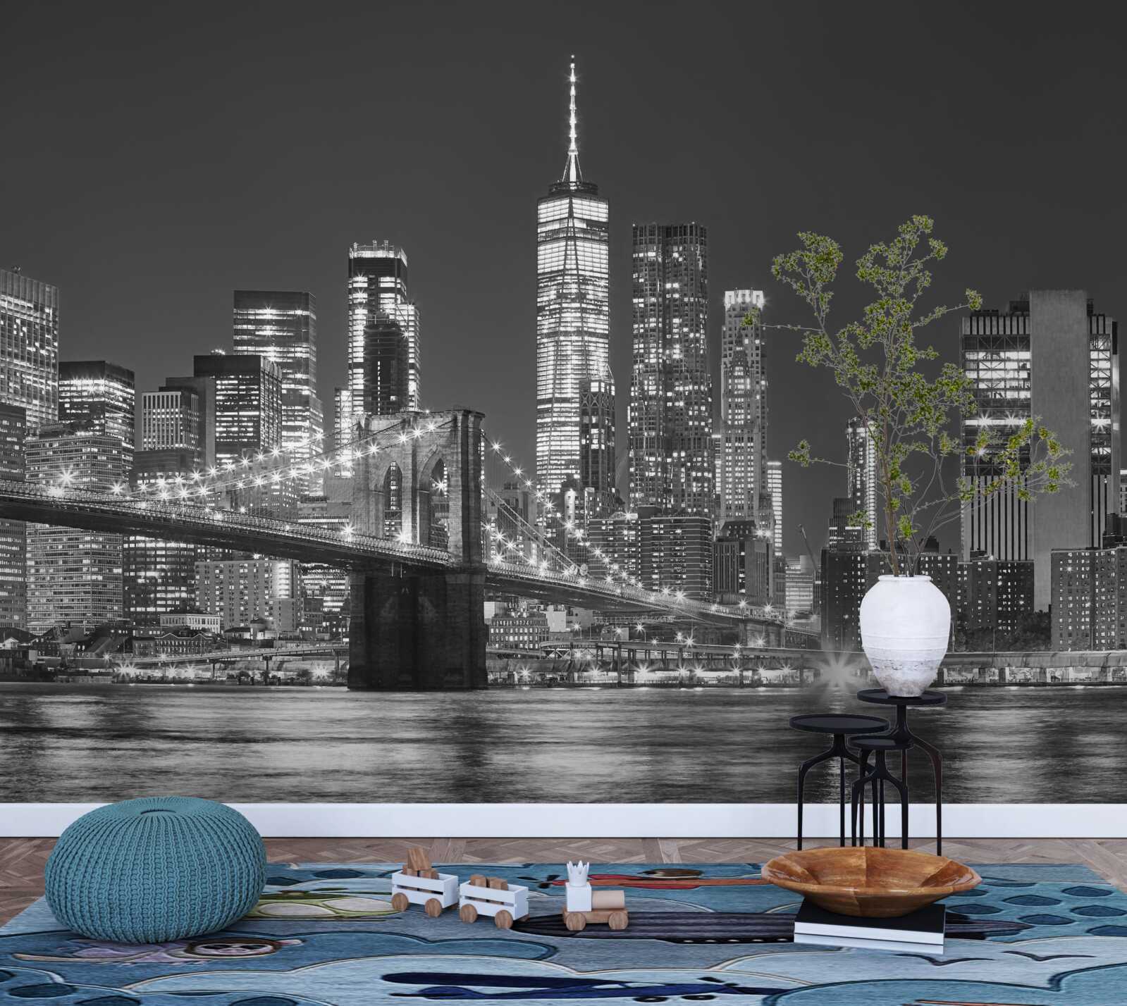 Papier peint vue nocturne du pont de manhattan