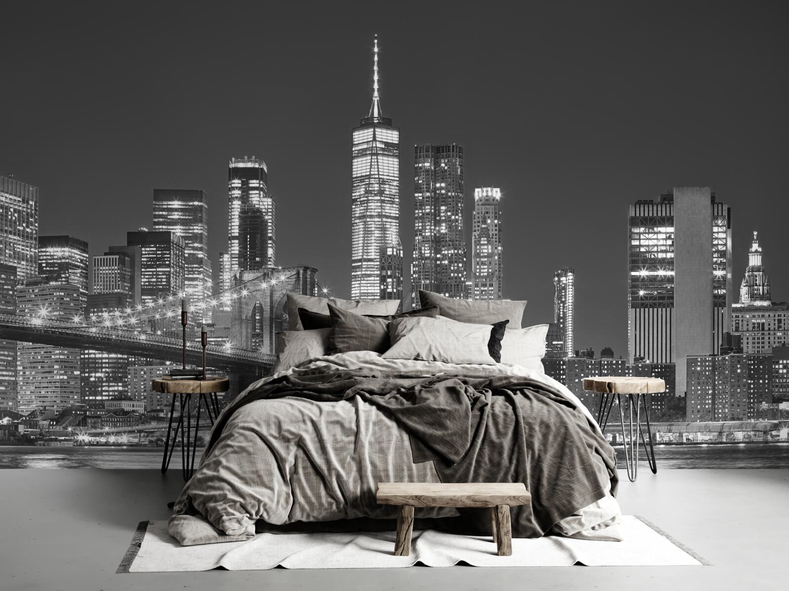 Papier peint vue nocturne du pont de manhattan