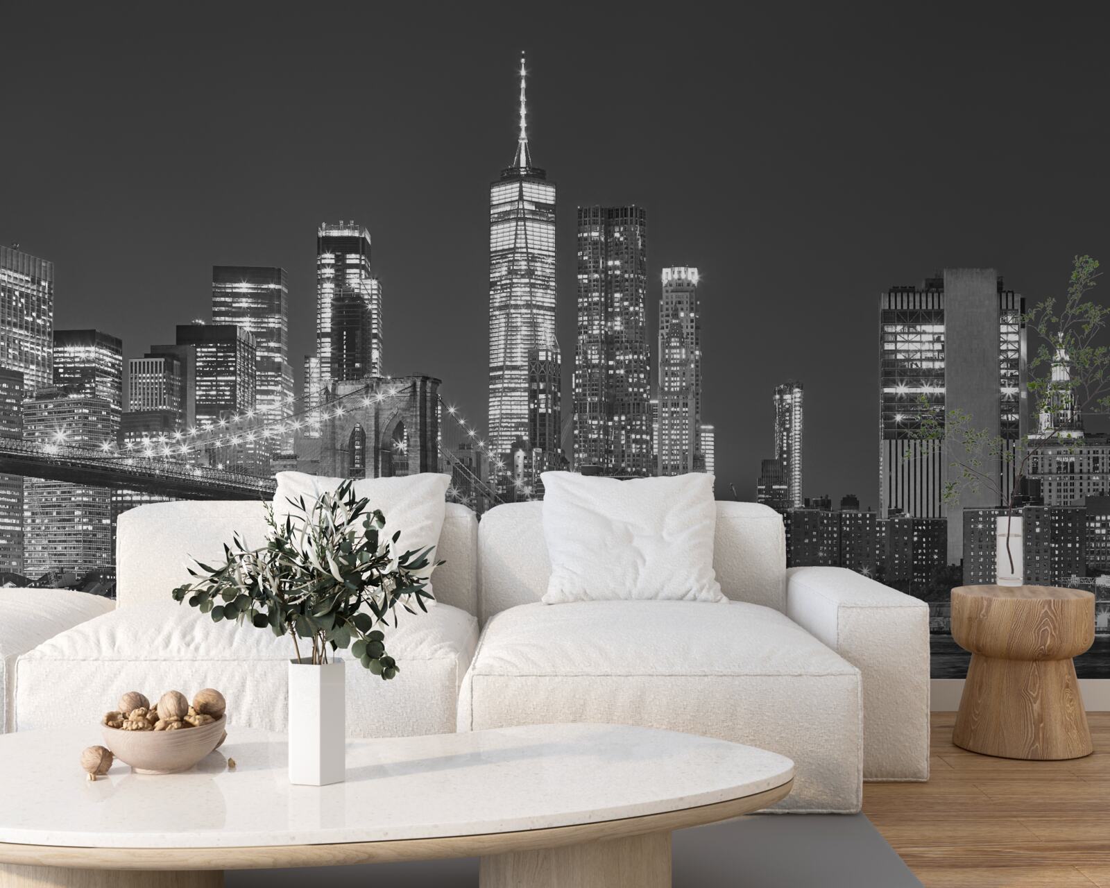 Papier peint vue nocturne du pont de manhattan