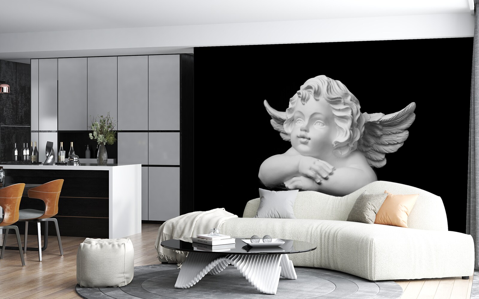 Papier peint ange sculpté dans la pierre