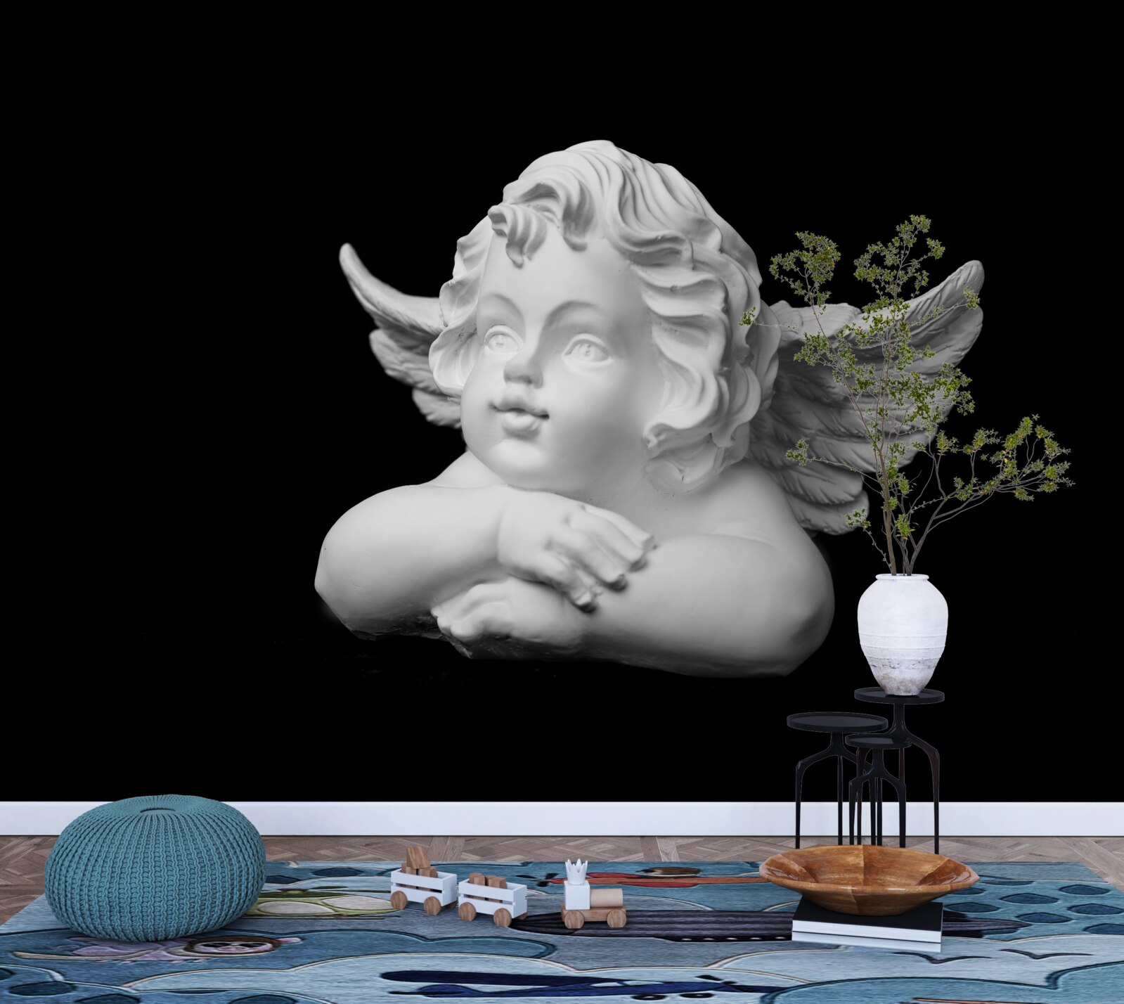 Papier peint ange sculpté dans la pierre