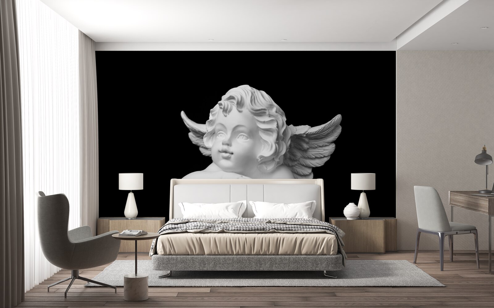 Papier peint ange sculpté dans la pierre