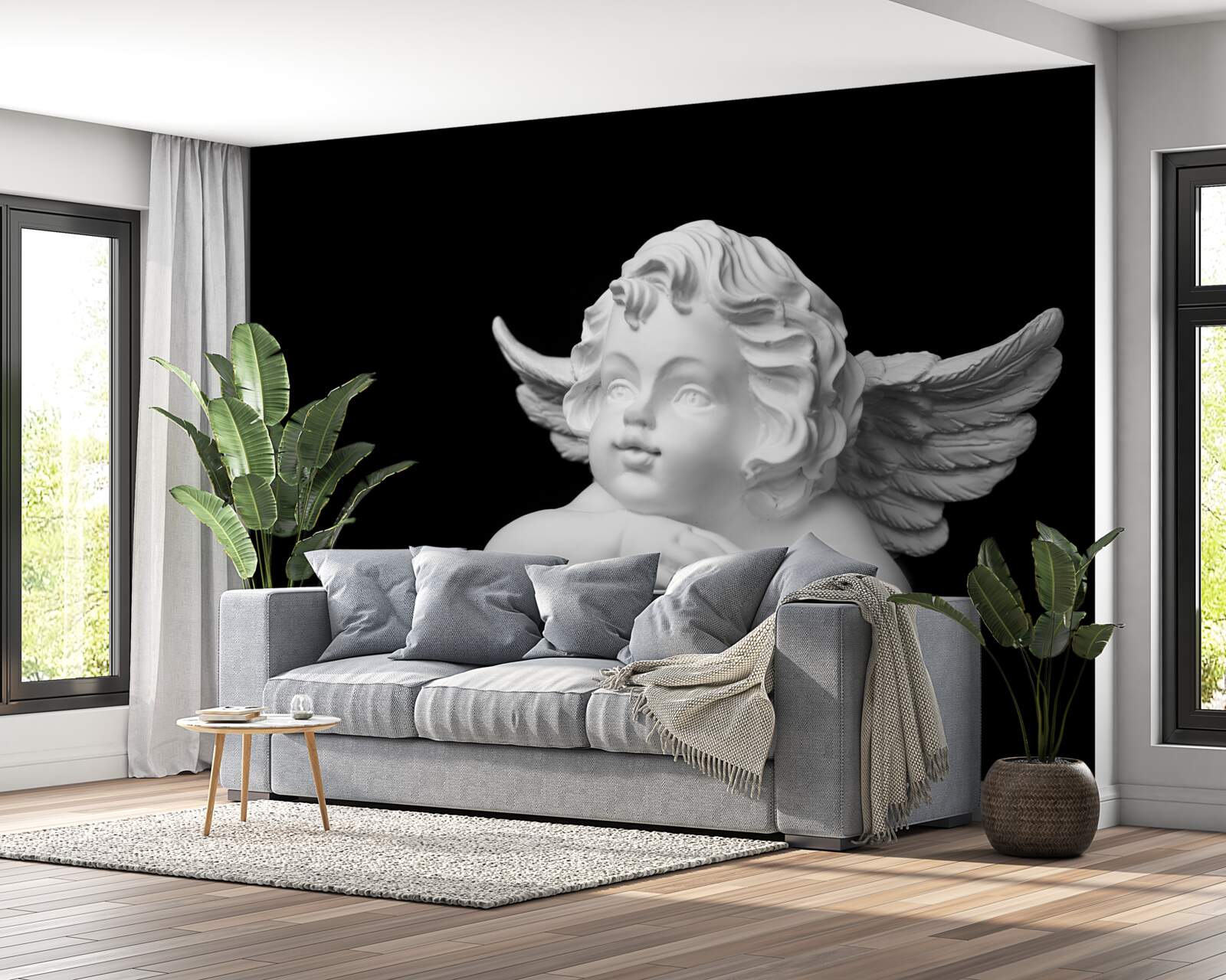 Papier peint ange sculpté dans la pierre