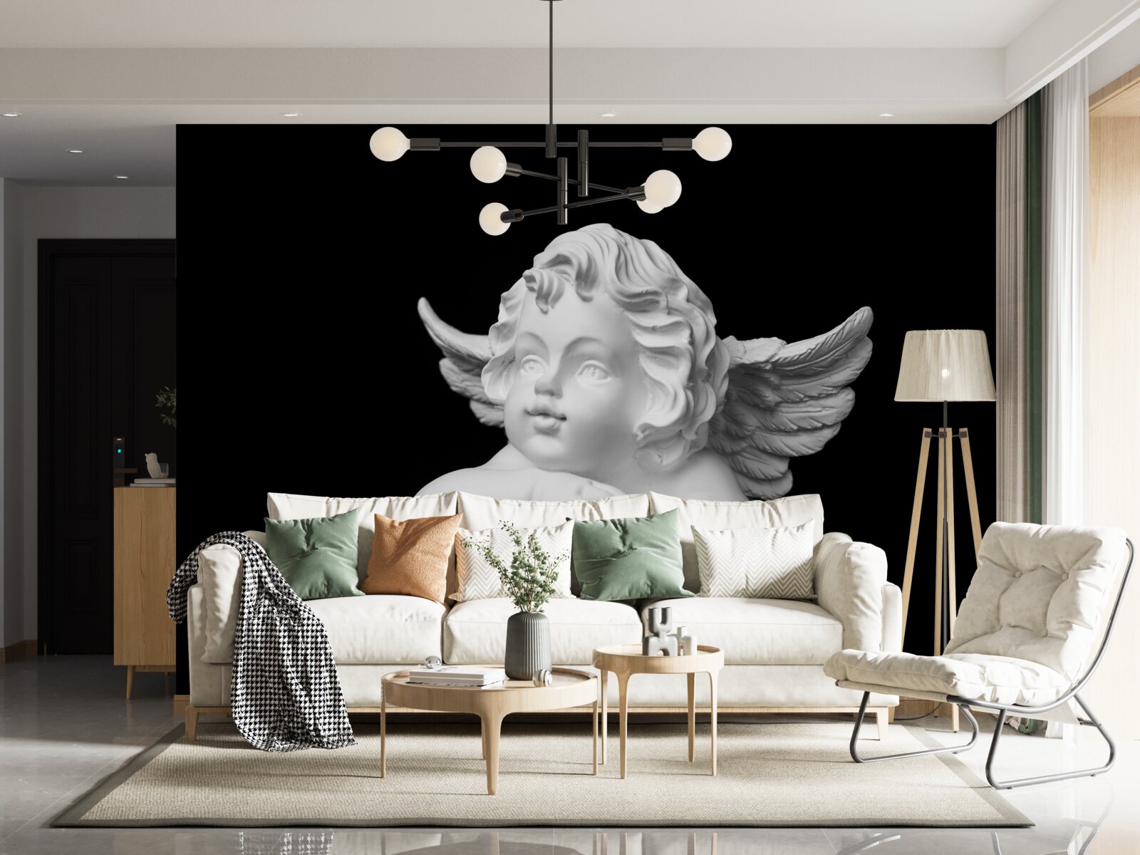 Papier peint ange sculpté dans la pierre