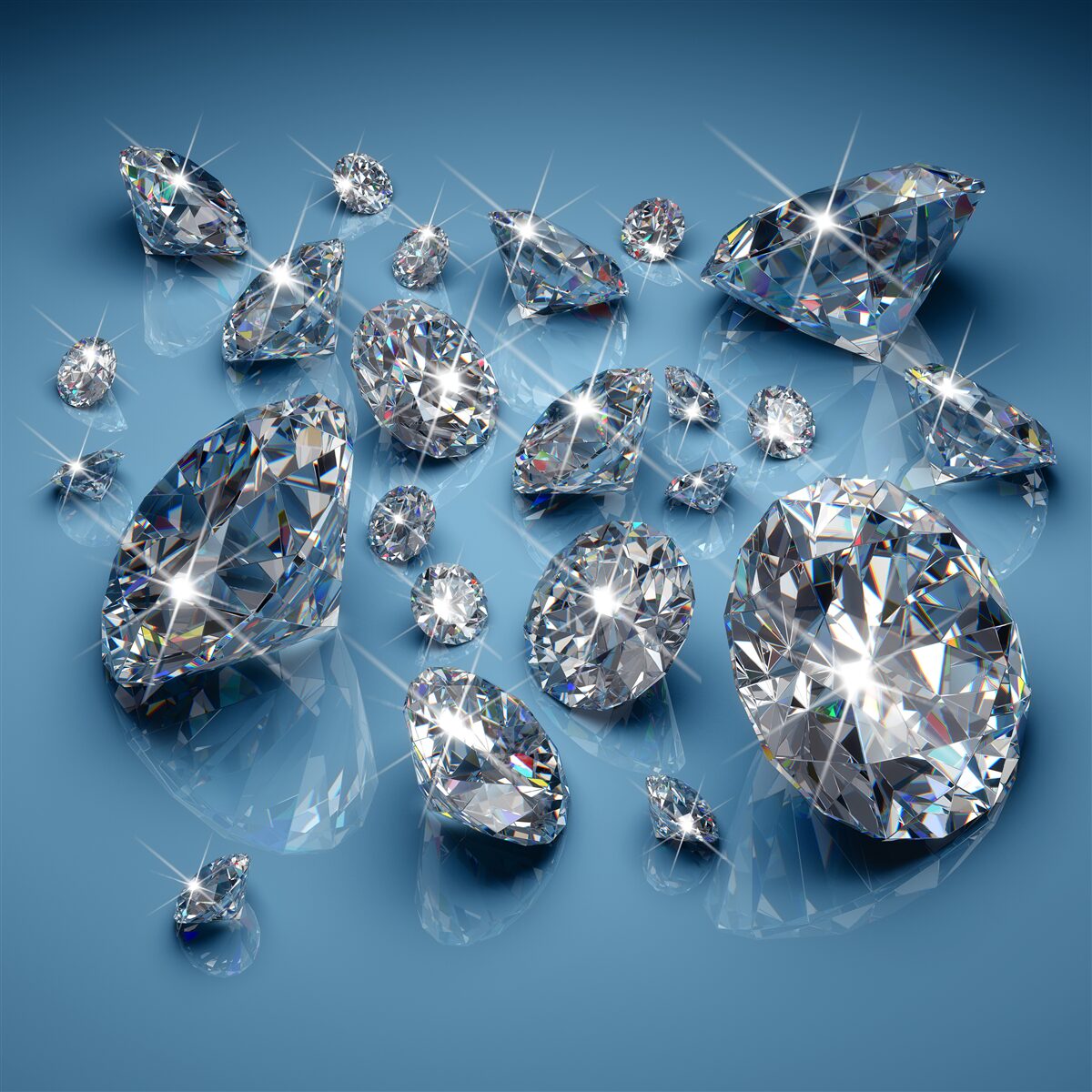 Papier peint grands diamants sur verre bleu