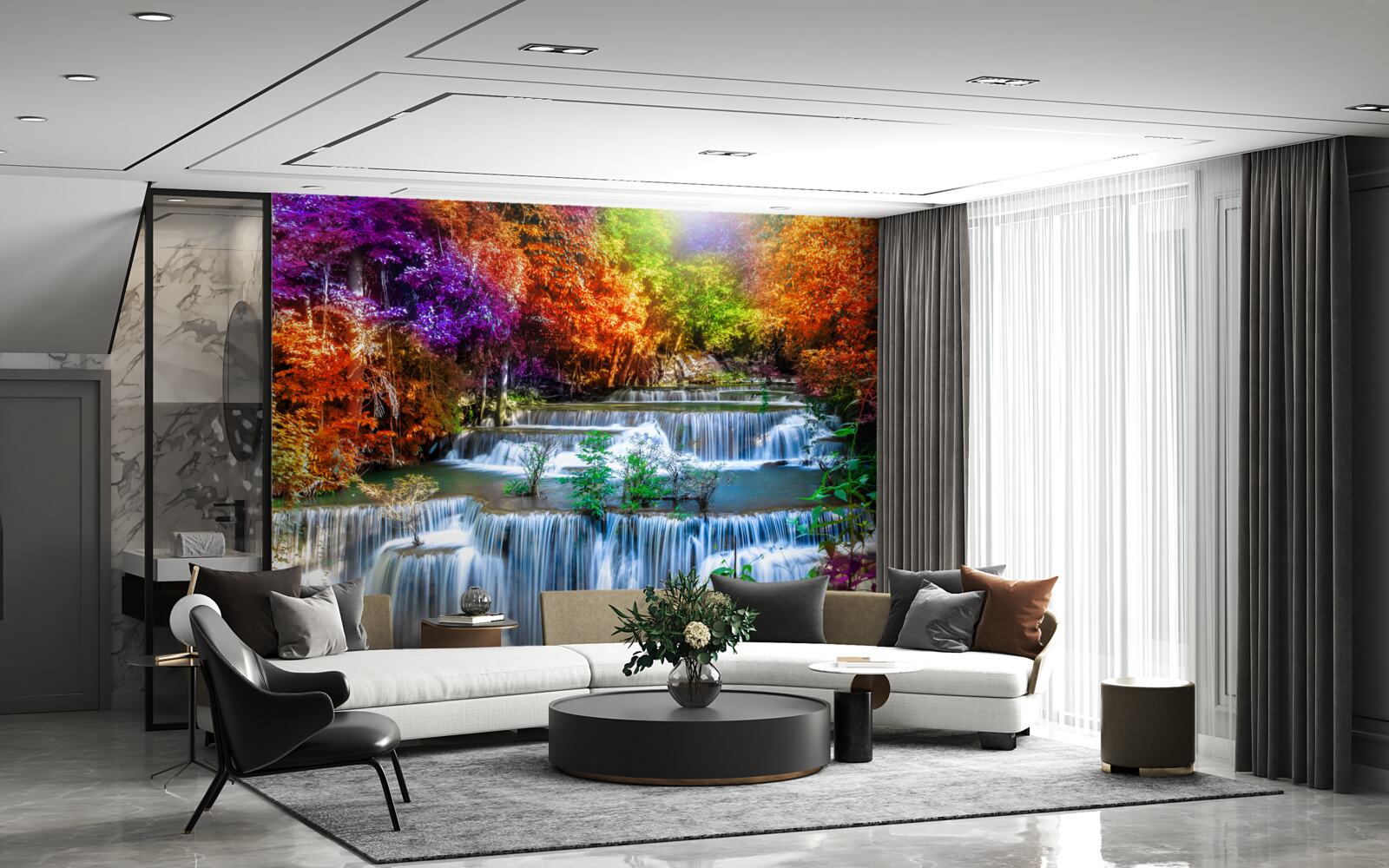 Papier peint cascade d'automne dans le désert