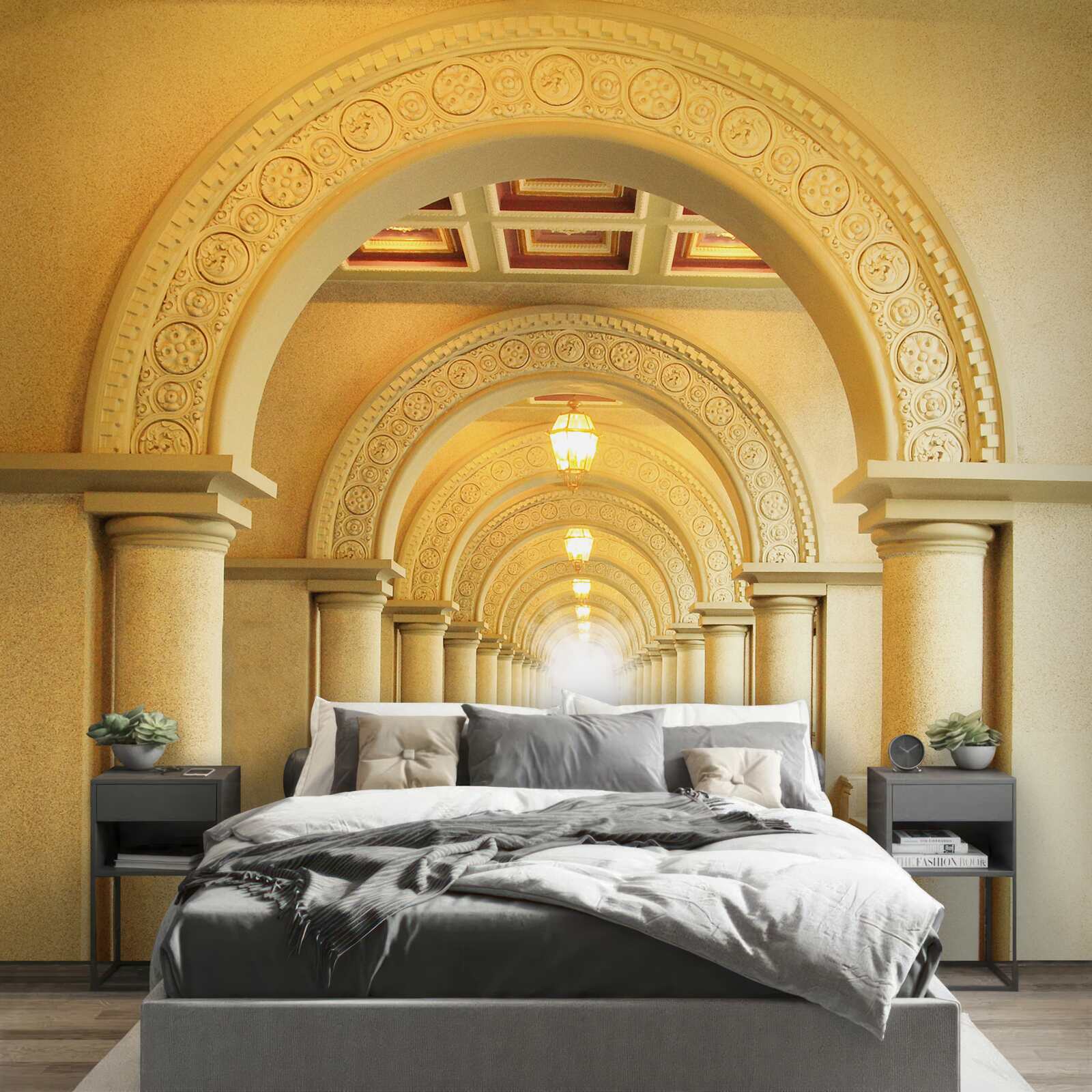 Papier peint lumière éblouissante au bout du tunnel sous les arches