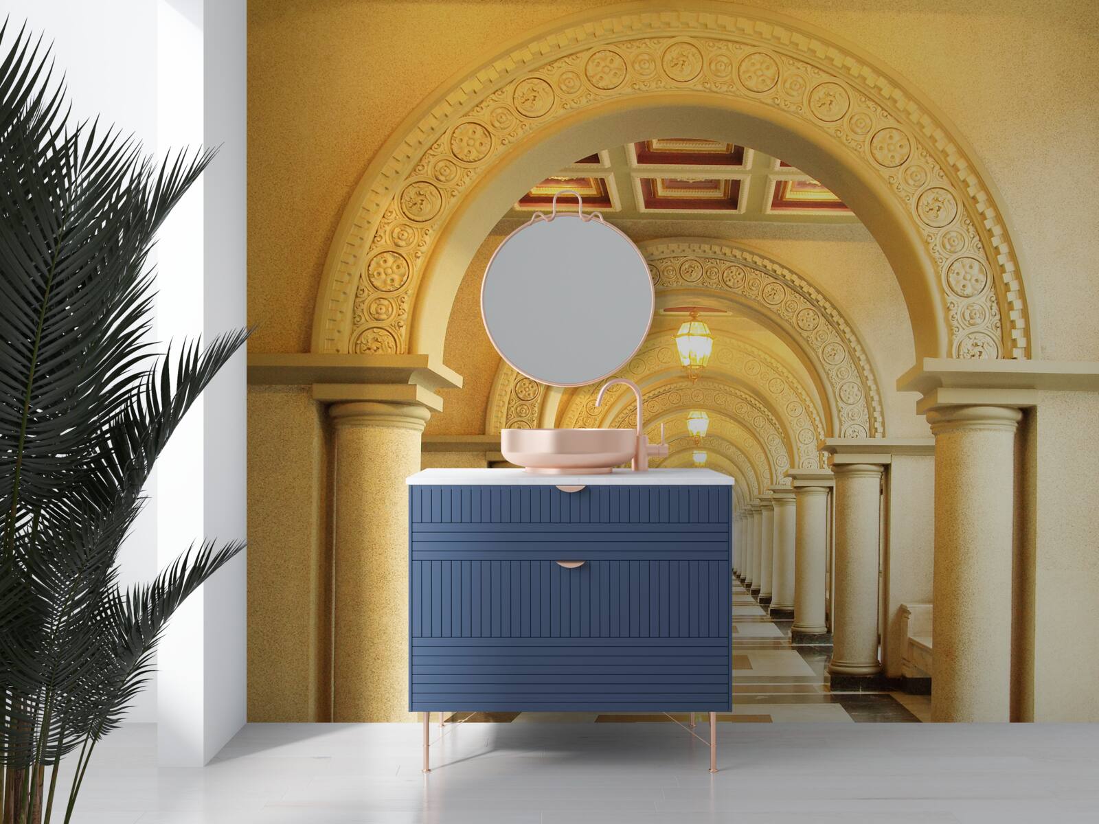 Papier peint lumière éblouissante au bout du tunnel sous les arches