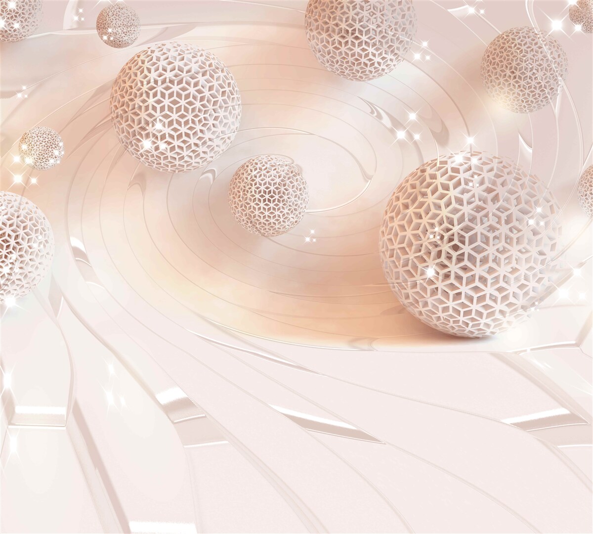 Papier peint les boules dans l'abstrait lévitent au-dessus de la surface