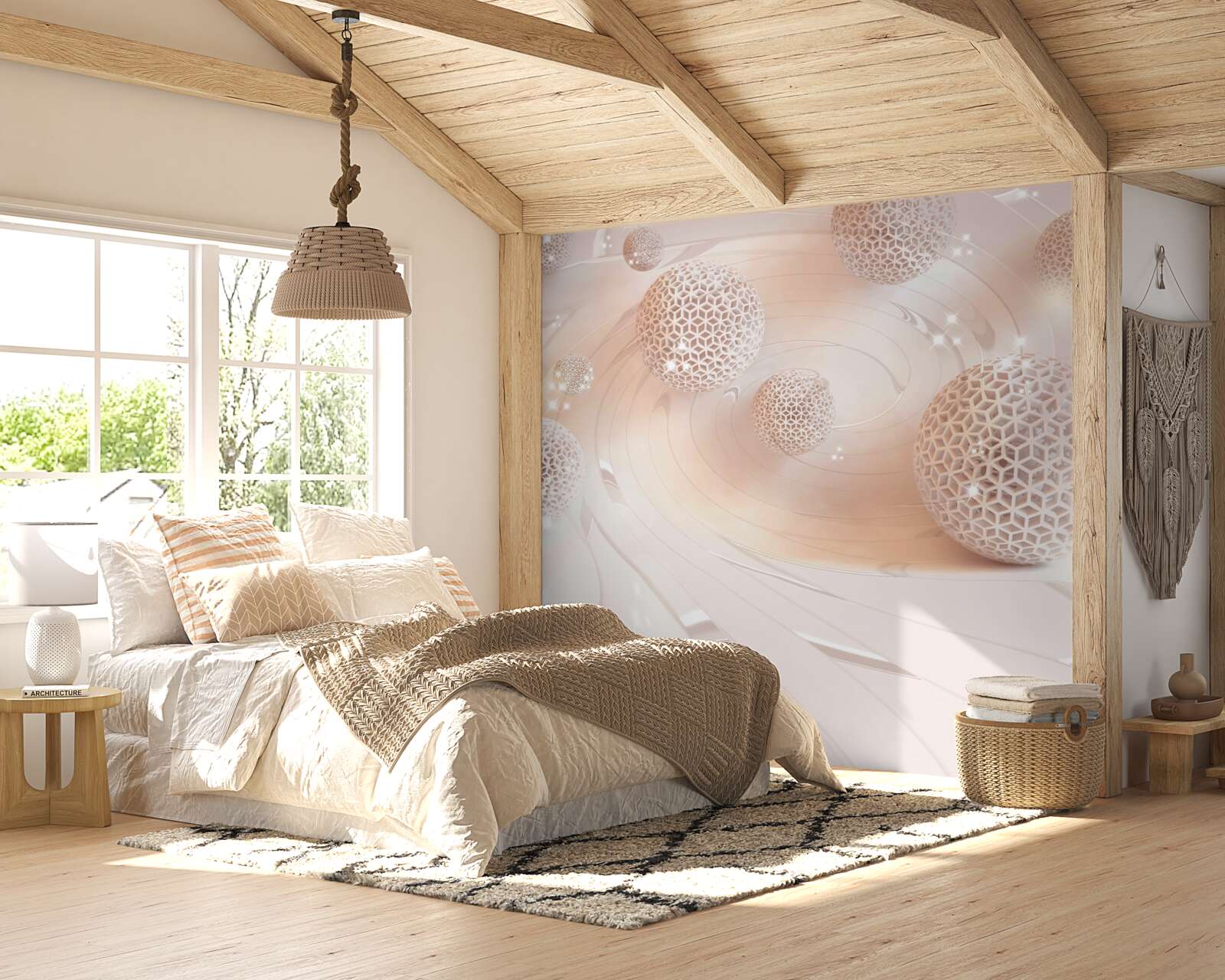 Papier peint les boules dans l'abstrait lévitent au-dessus de la surface