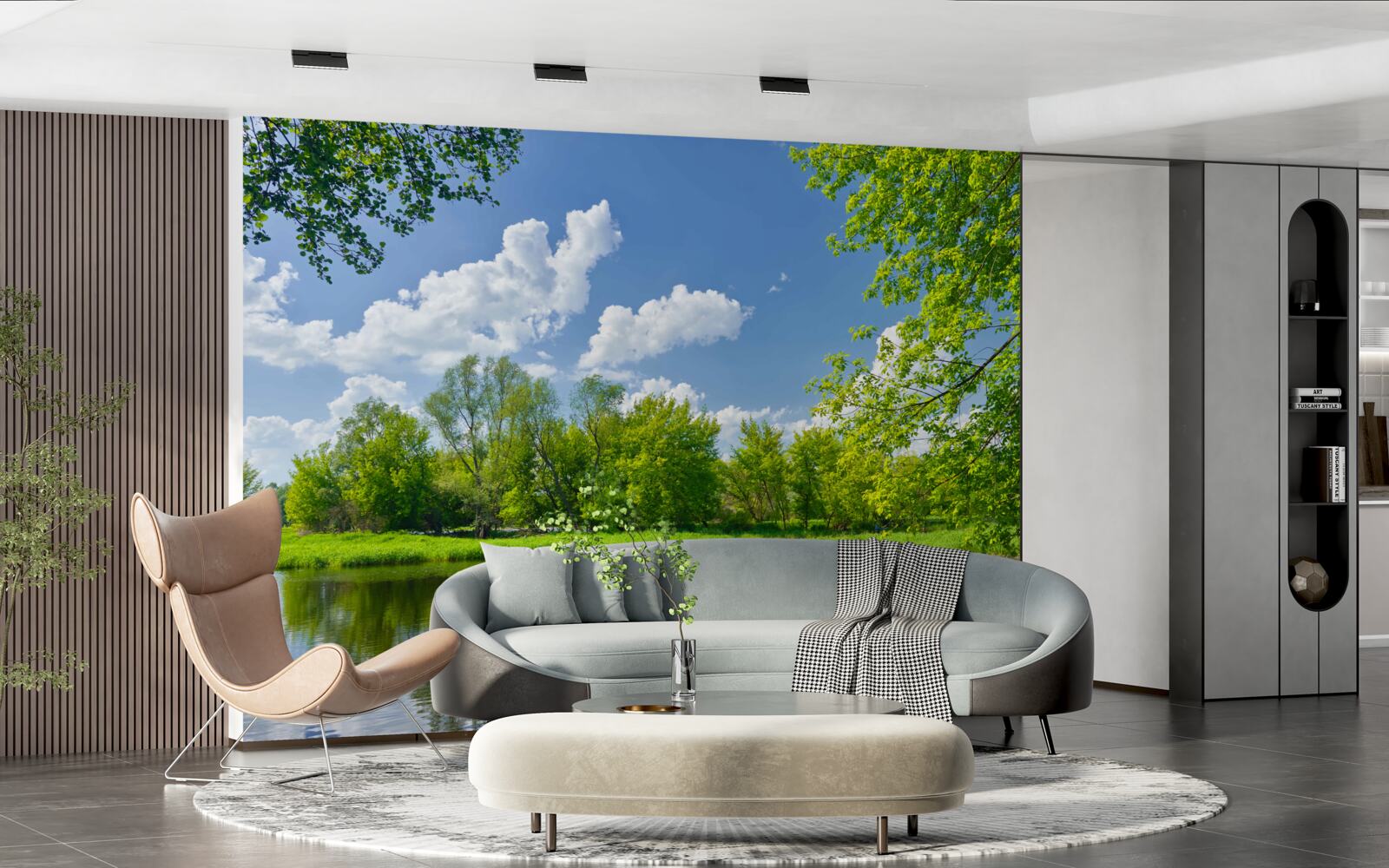 Papier peint les eaux calmes de la rivière des forêts