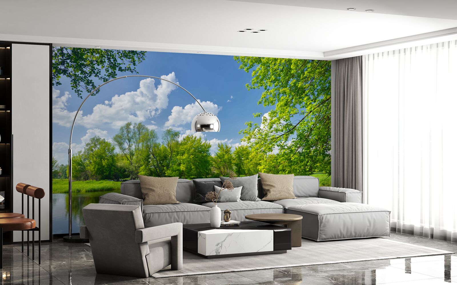 Papier peint les eaux calmes de la rivière des forêts