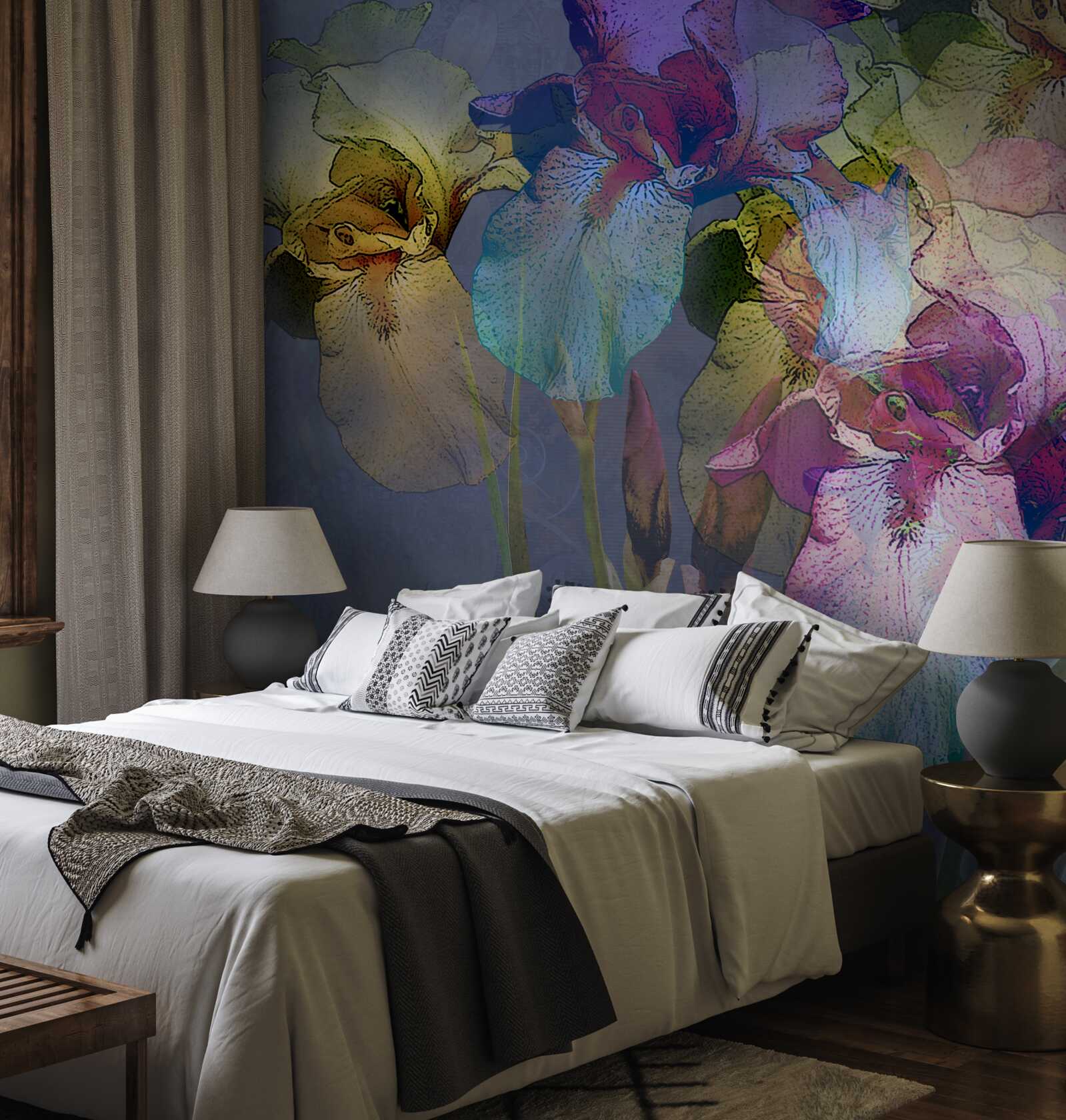 Papier peint atmosphère nocturne au milieu d'un feuillage tropical