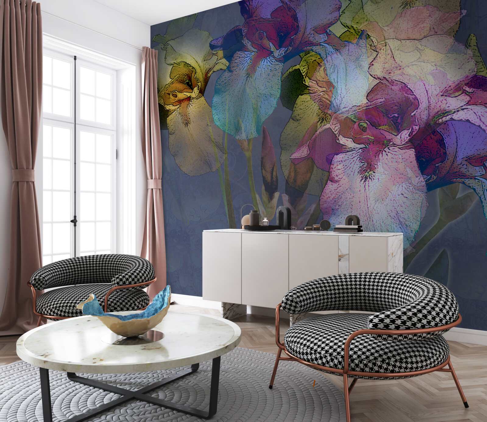 Papier peint atmosphère nocturne au milieu d'un feuillage tropical