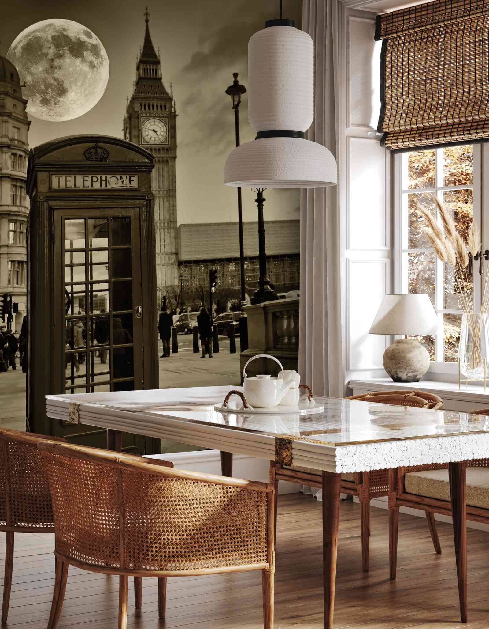 Papier peint cabine téléphonique près de Big Ben