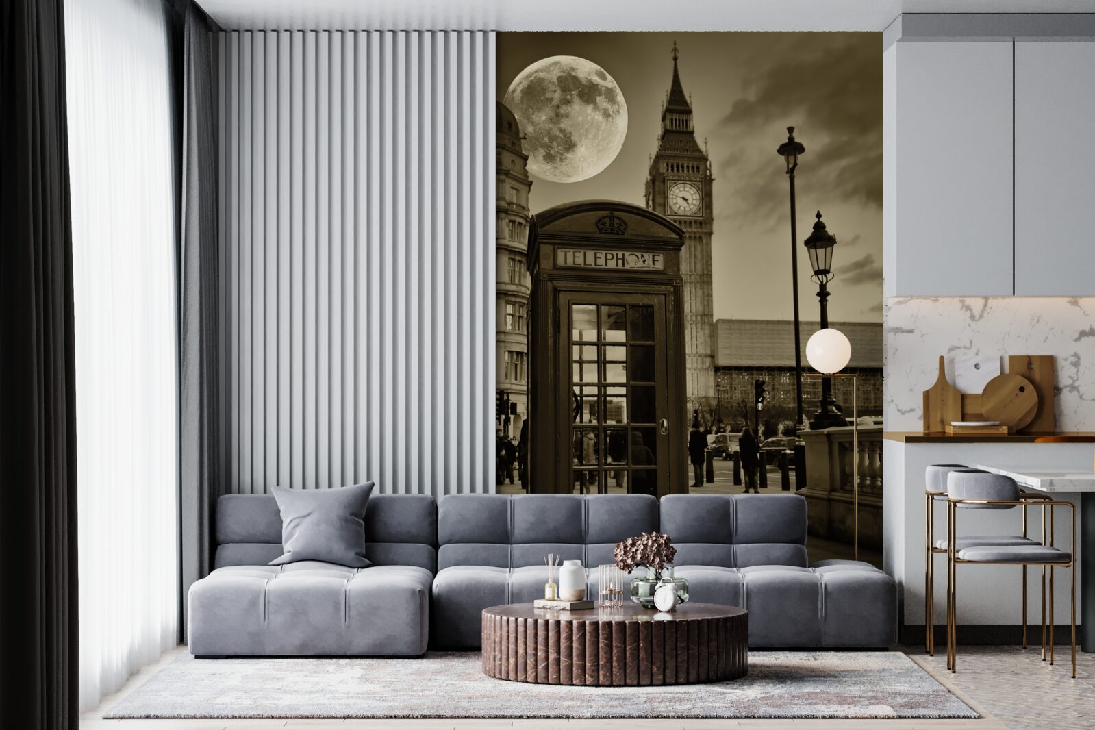 Papier peint cabine téléphonique près de Big Ben