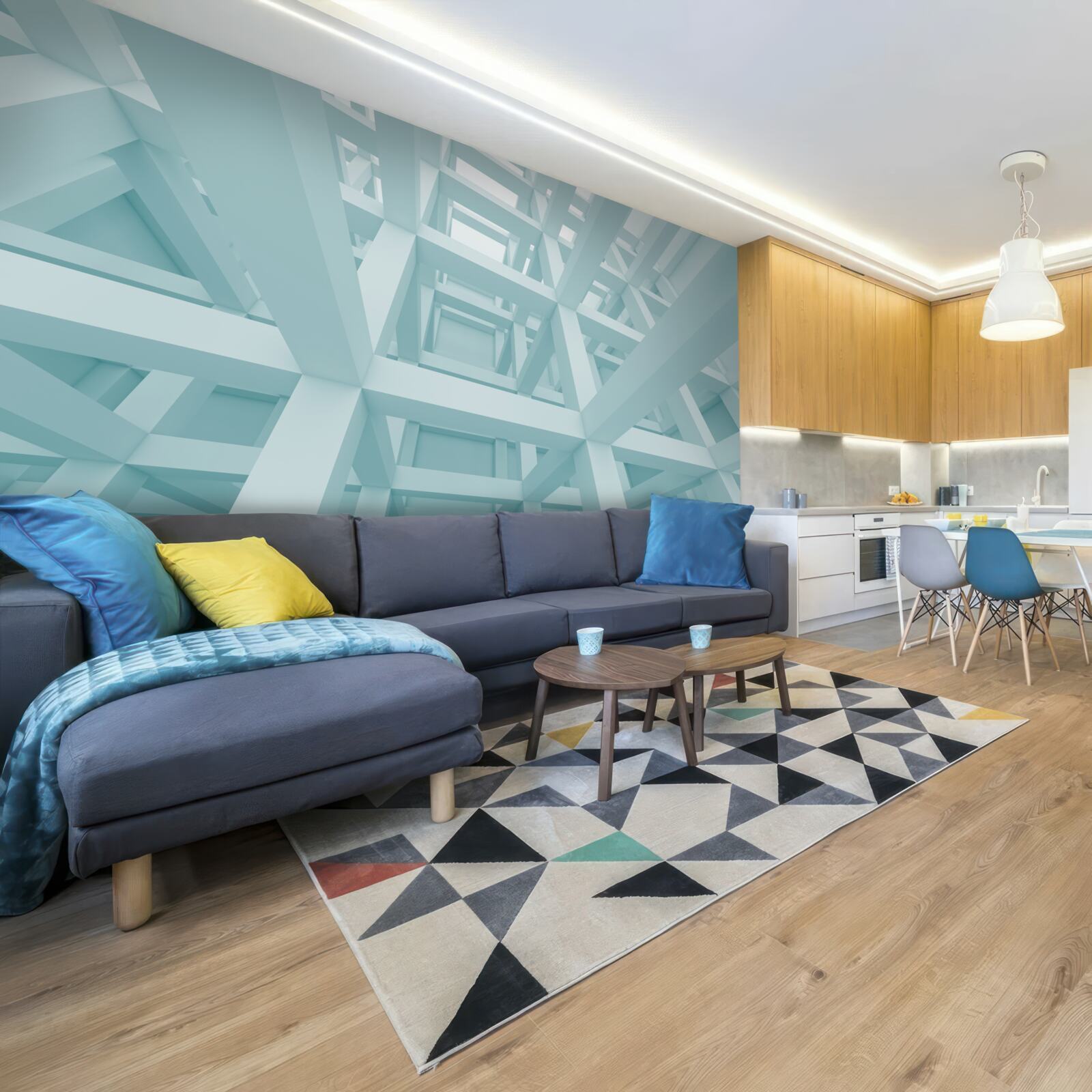 Papier peint formes métalliques abstraites