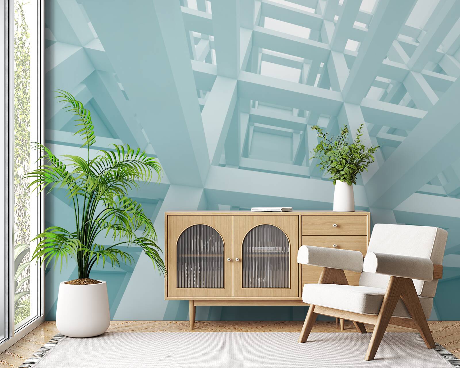 Papier peint formes métalliques abstraites