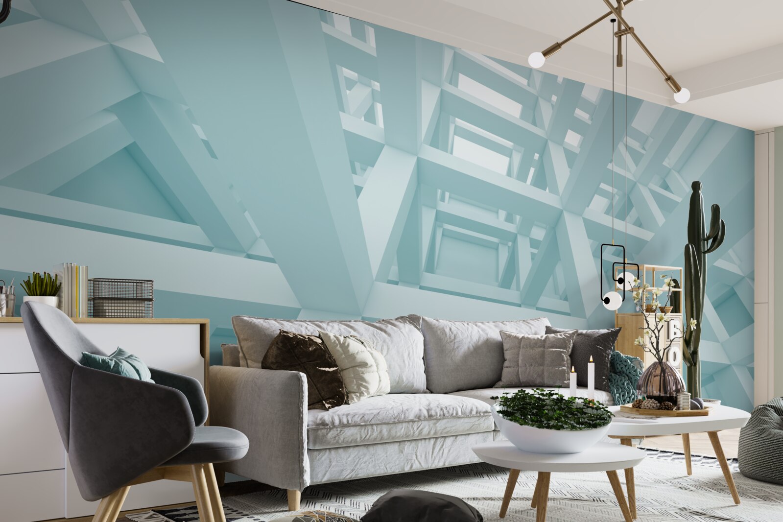 Papier peint formes métalliques abstraites