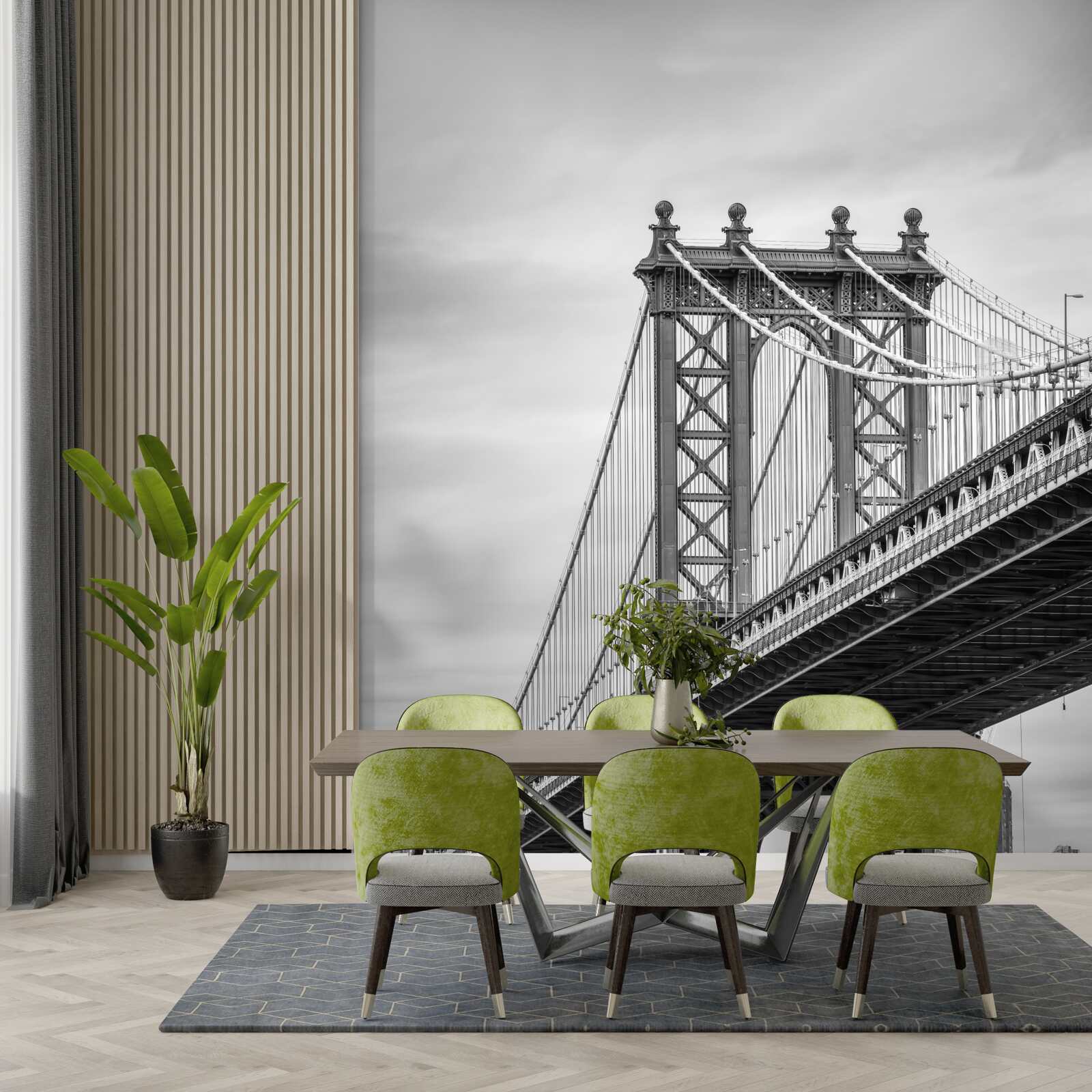 Papier peint pont détruit menant à la zone habitée