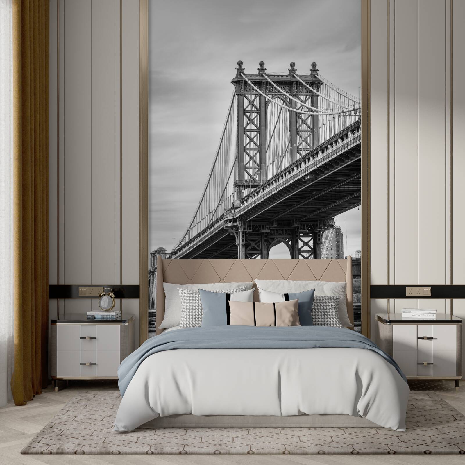 Papier peint pont détruit menant à la zone habitée