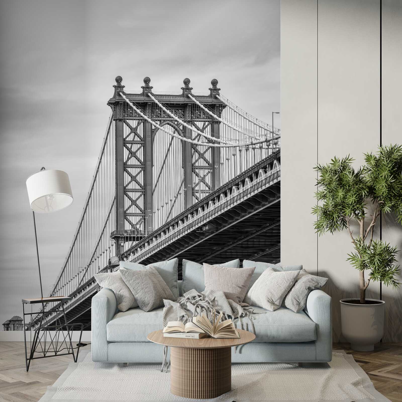 Papier peint pont détruit menant à la zone habitée