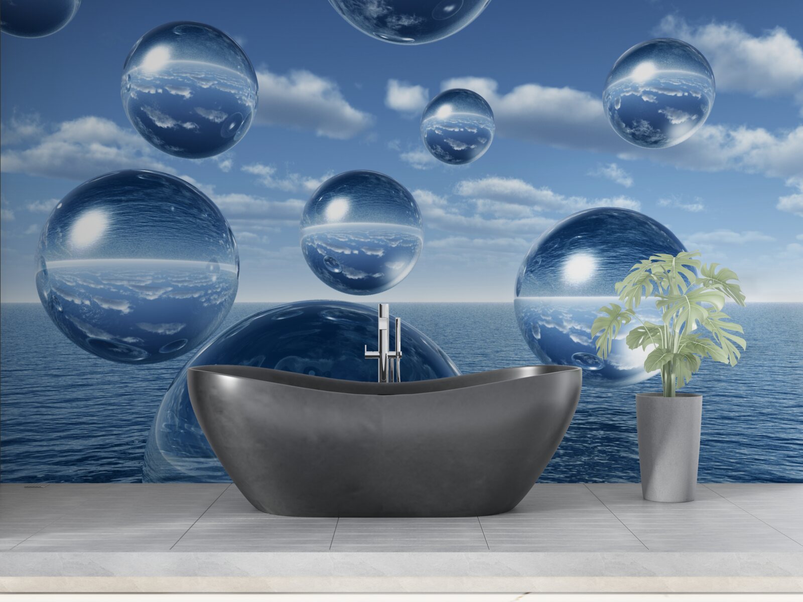 Papier peint des gouttes d'eau s'écoulent dans la mer