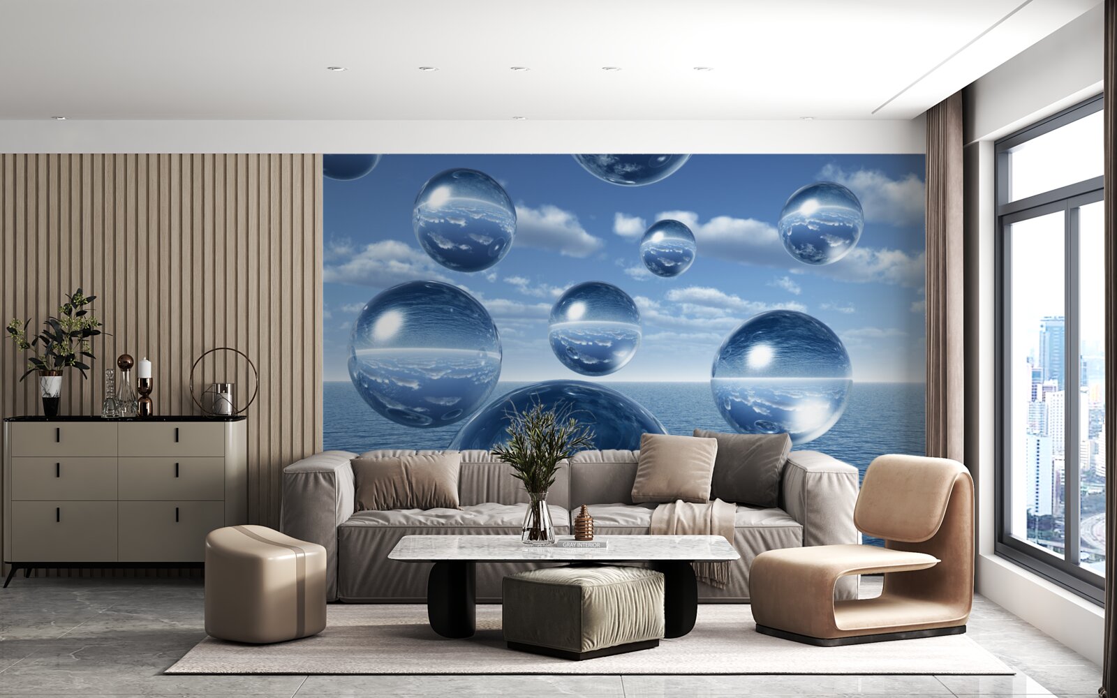 Papier peint des gouttes d'eau s'écoulent dans la mer