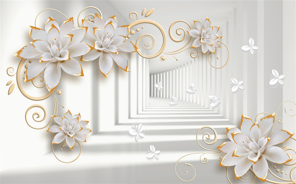 Papier peint les lotus blancs rayonnent de tendresse dans le couloir