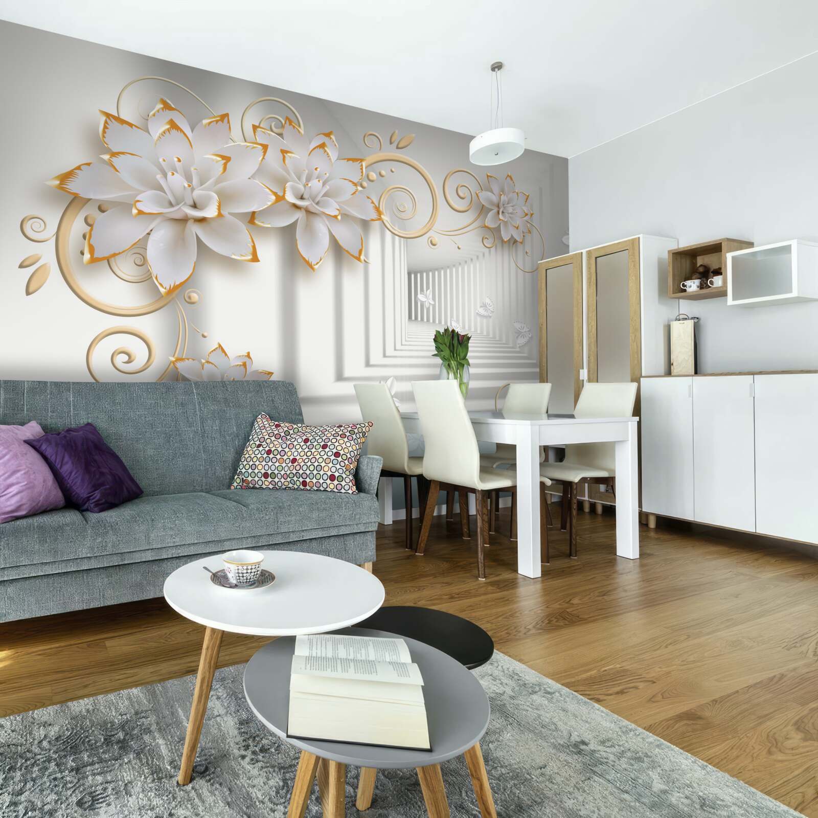 Papier peint les lotus blancs rayonnent de tendresse dans le couloir