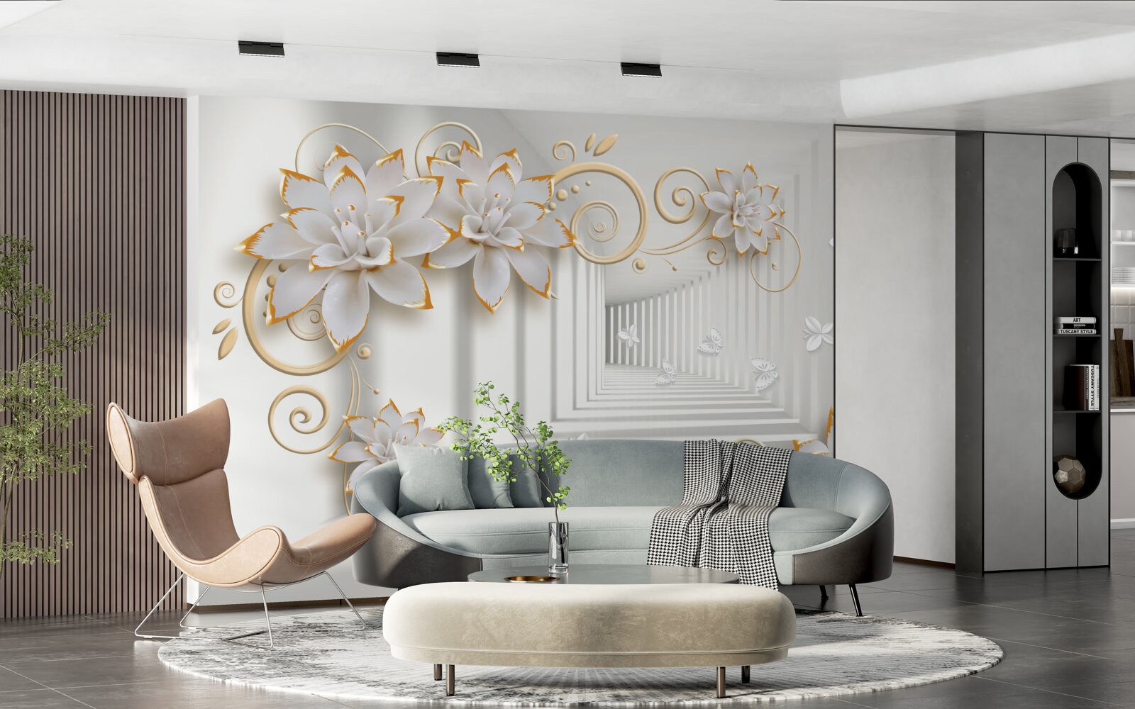 Papier peint les lotus blancs rayonnent de tendresse dans le couloir