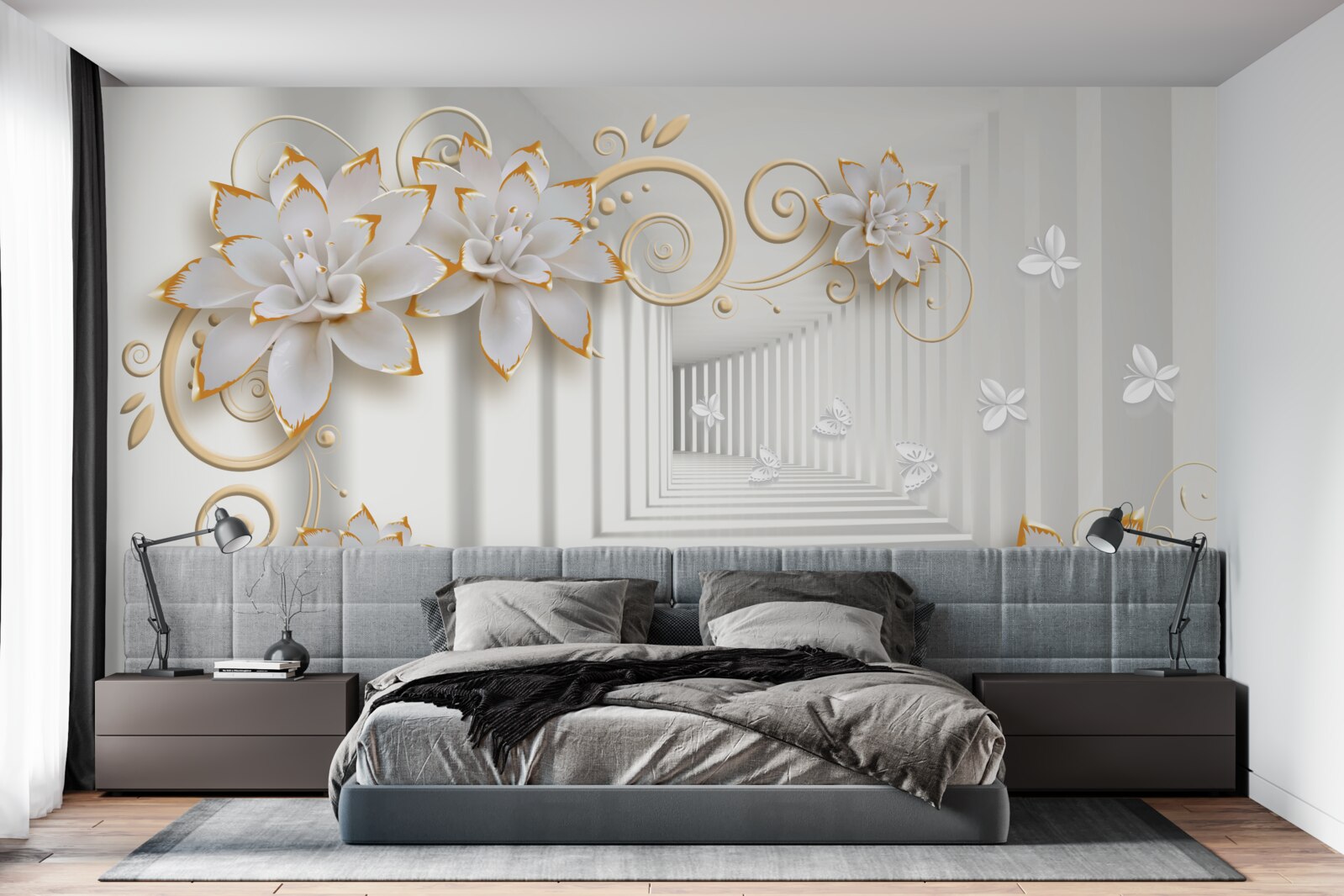 Papier peint les lotus blancs rayonnent de tendresse dans le couloir