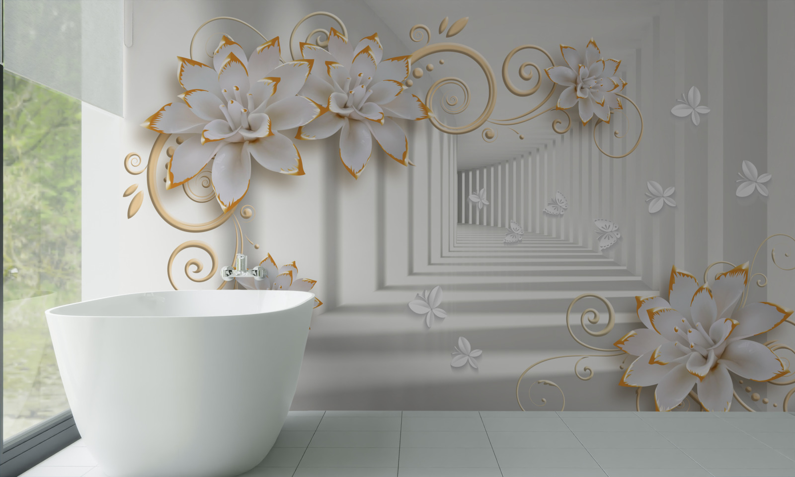 Papier peint les lotus blancs rayonnent de tendresse dans le couloir