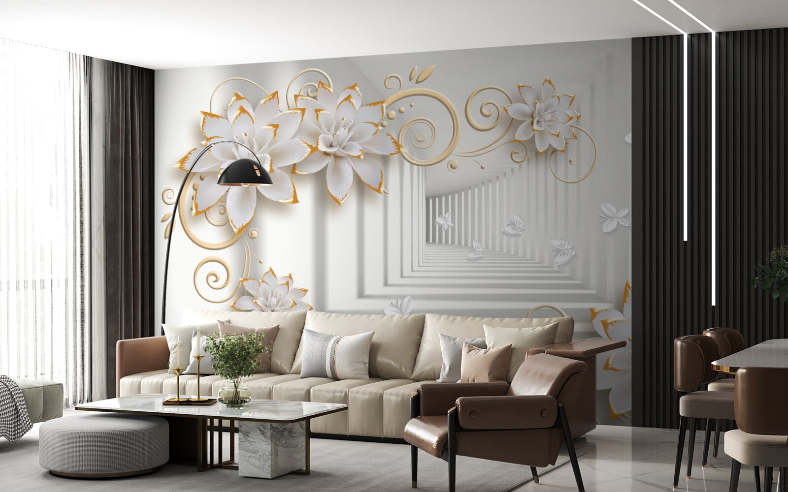 Papier peint les lotus blancs rayonnent de tendresse dans le couloir