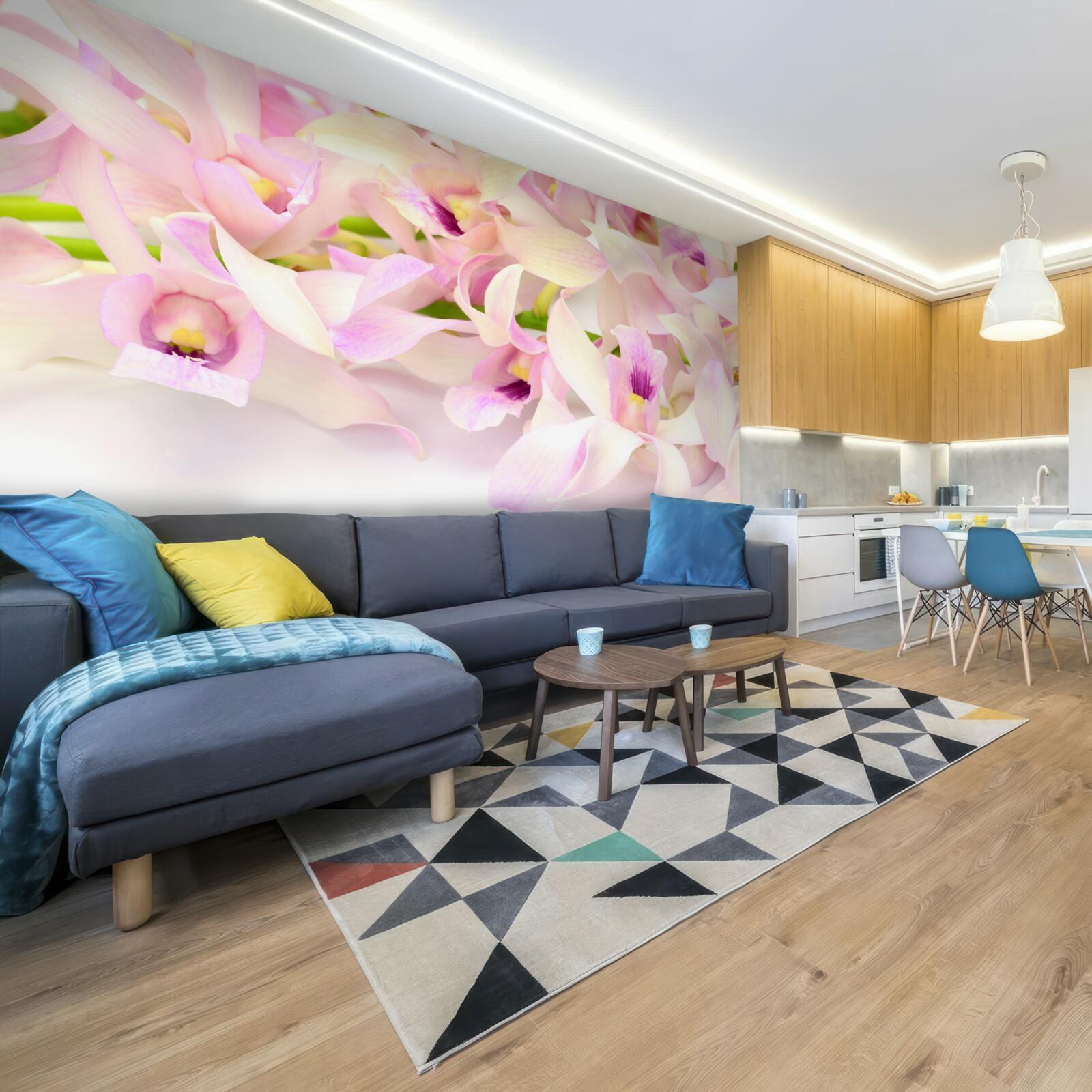 Papier peint boutons de fleurs roses délicats