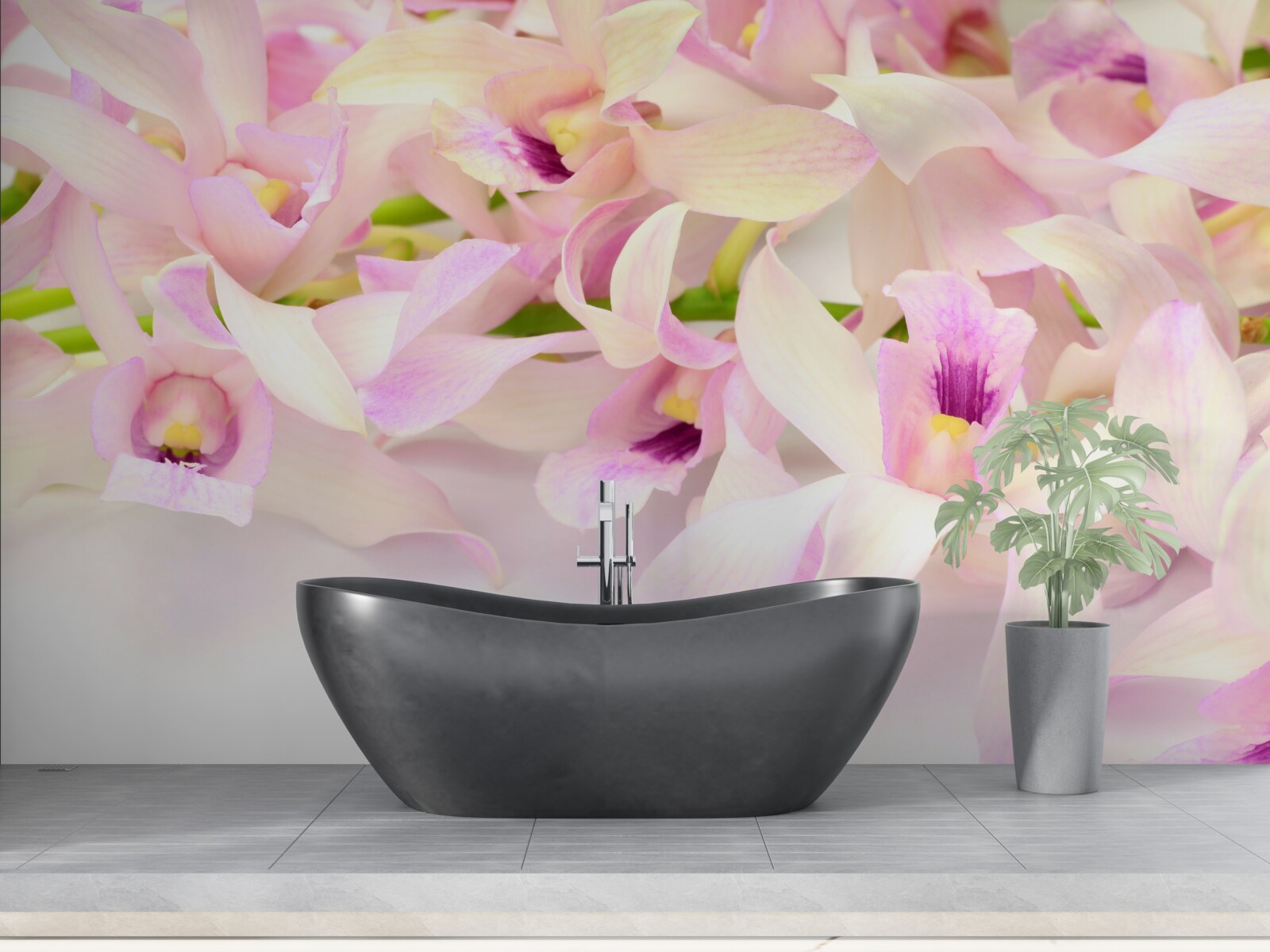 Papier peint boutons de fleurs roses délicats