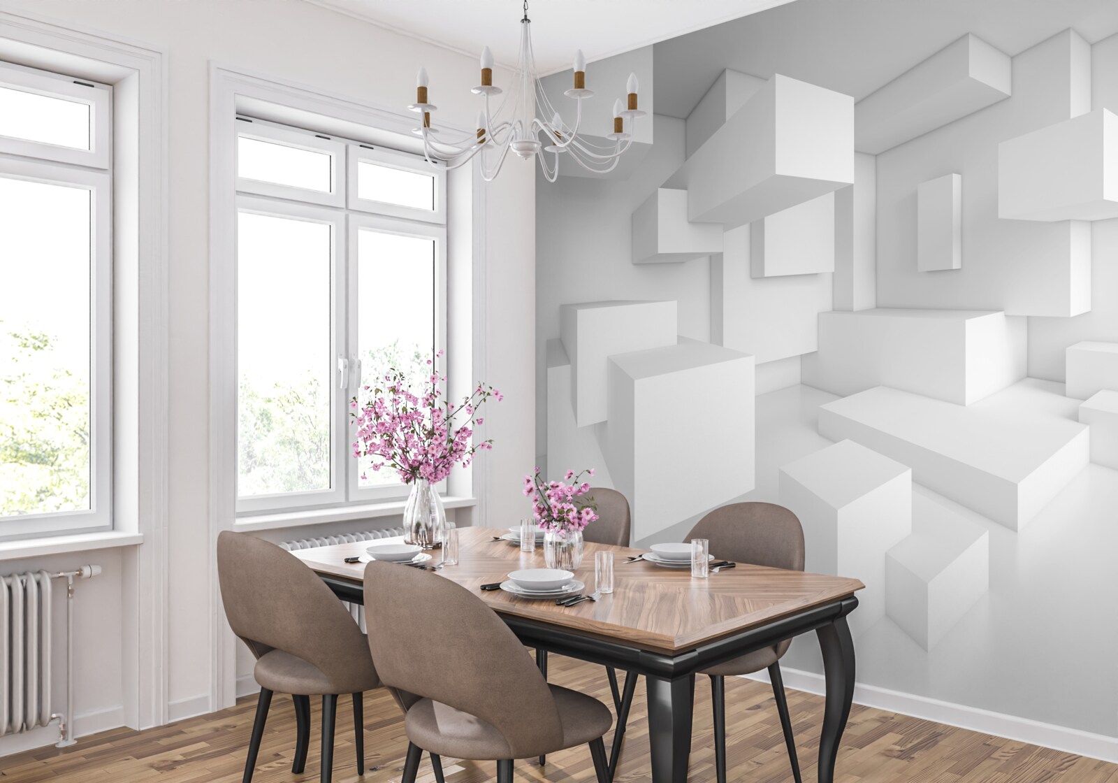 Papier peint composition de rectangles volants