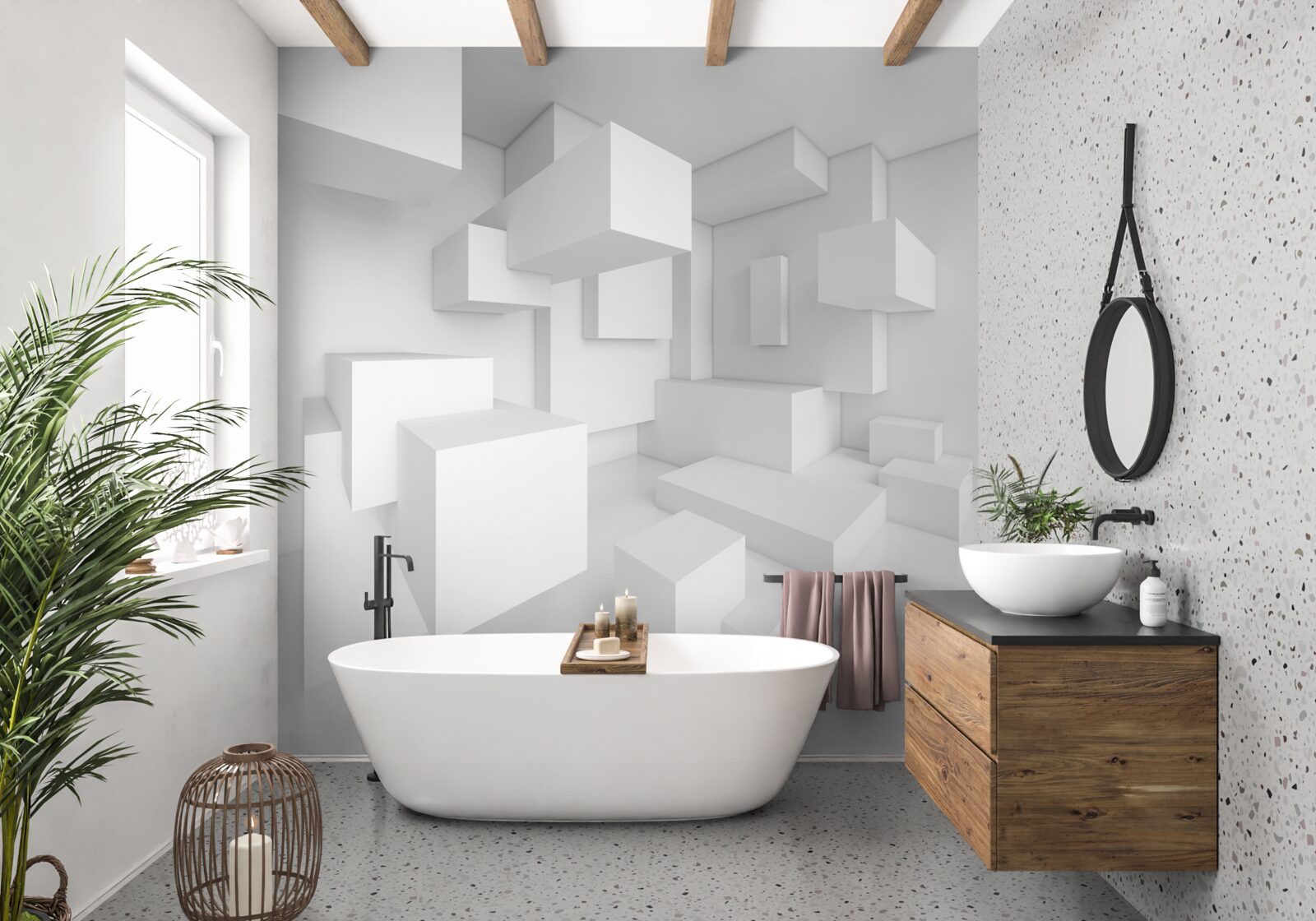 Papier peint composition de rectangles volants