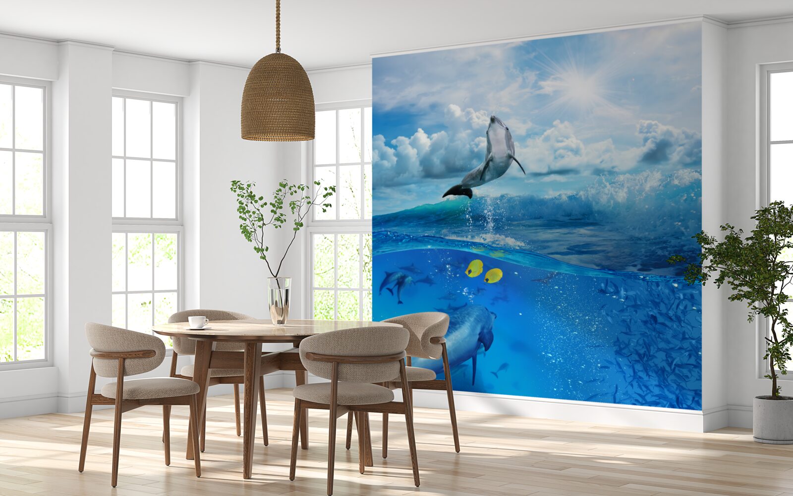 Papier peint dauphin sautant hors de l'eau