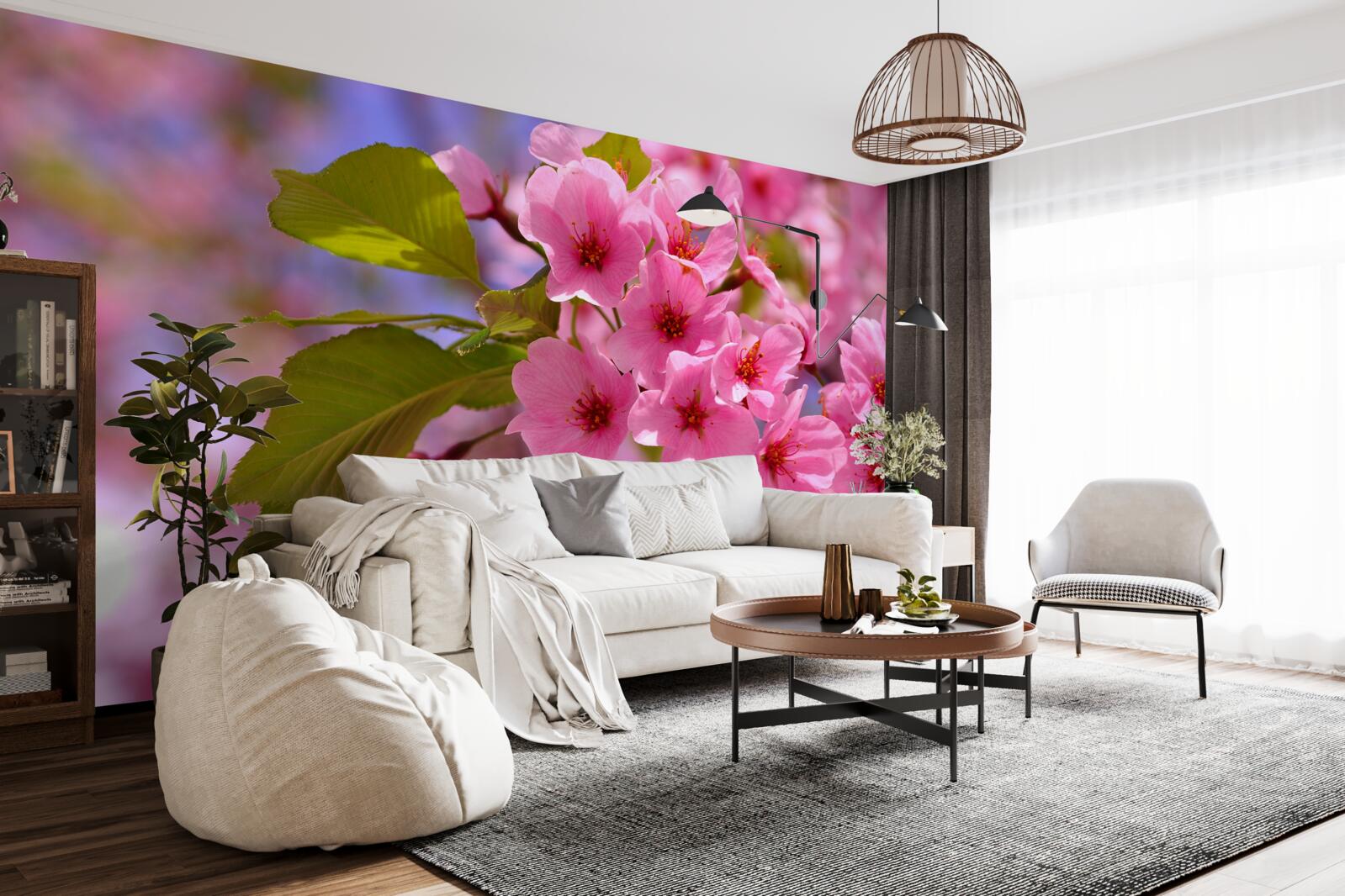 Papier peint de gros bourgeons de sakura fleurissent au printemps